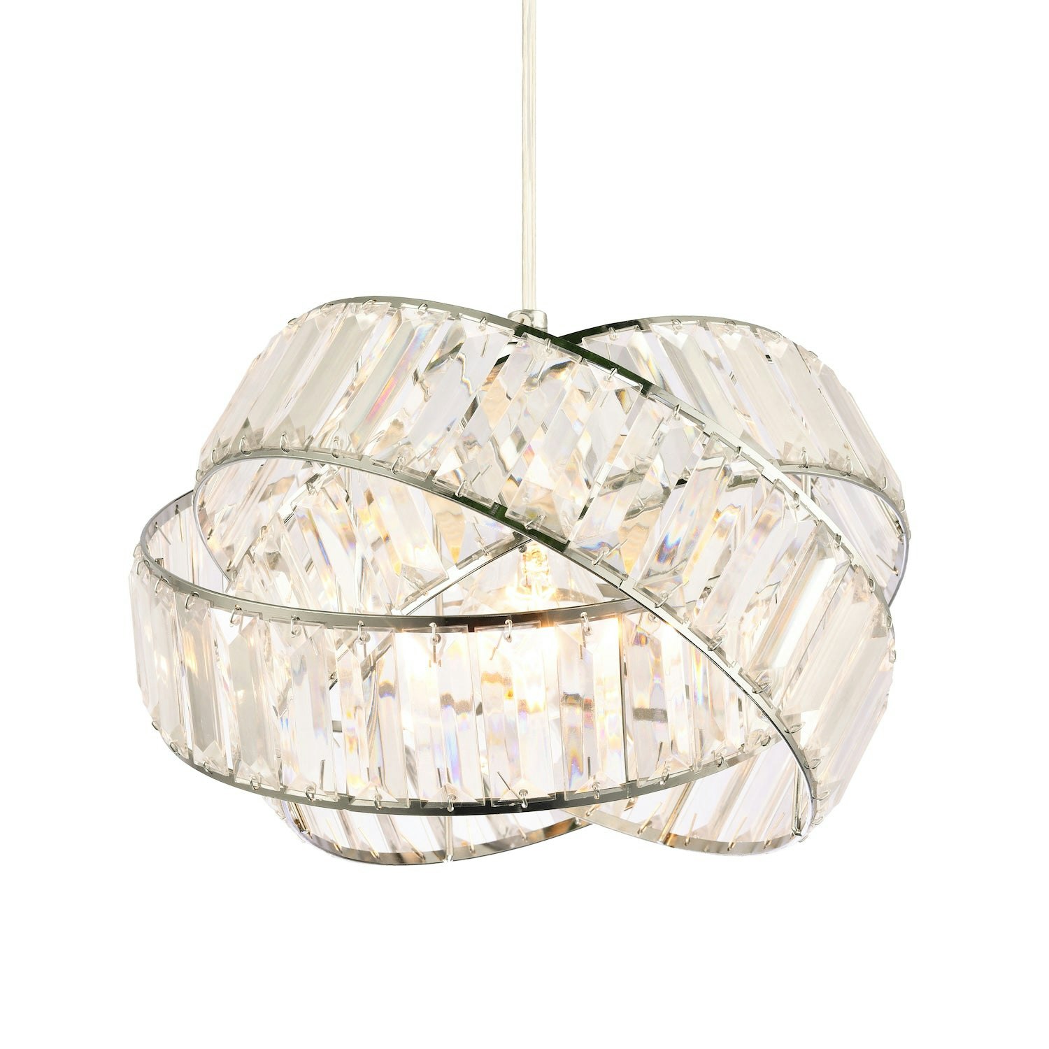 Happy Homewares Light Modern Three Ring Chrome Pendant Ing Shade With Transparent Acrylic Prisms
