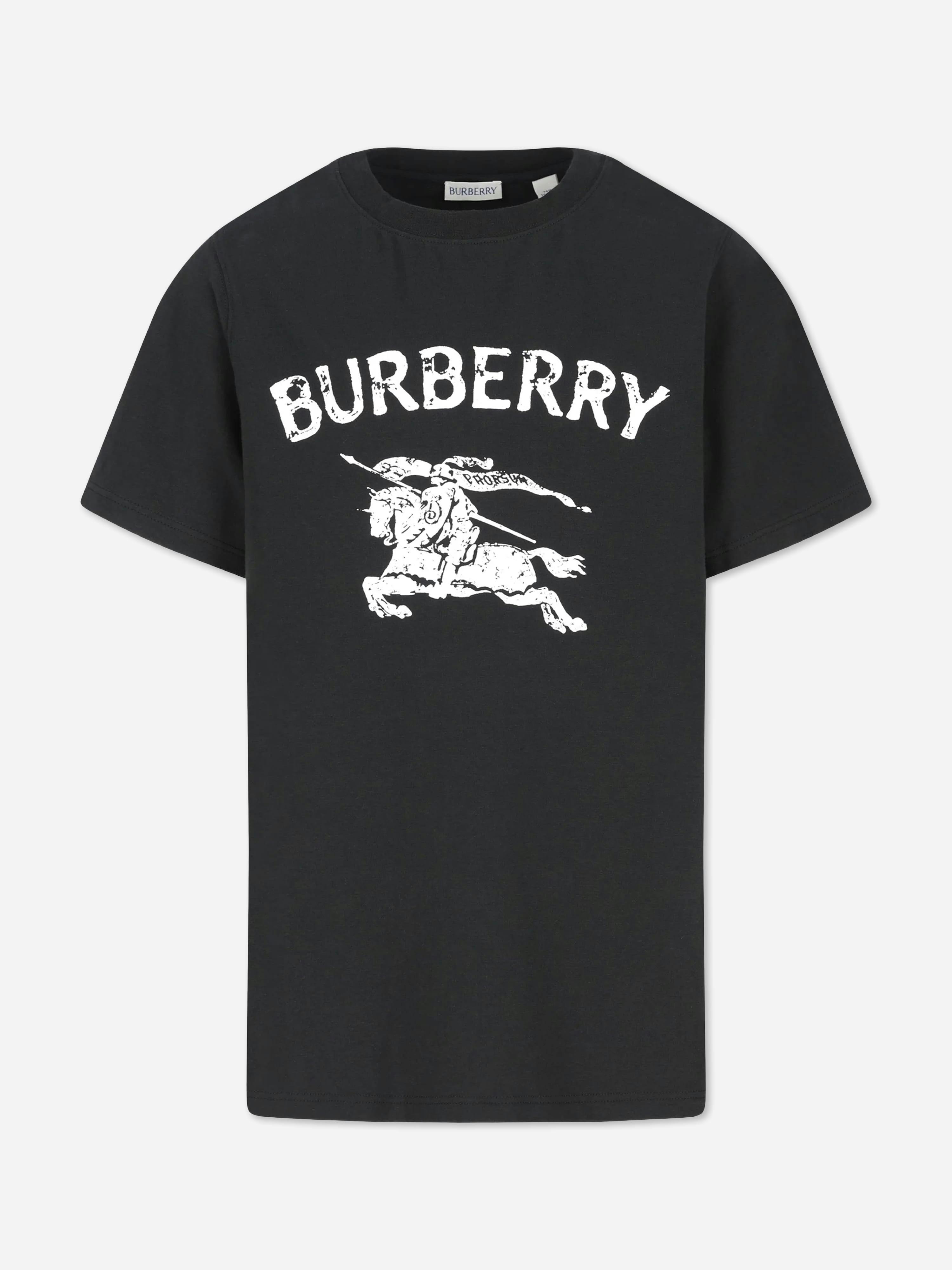 Burberry Kids Boys Black Burberry Cedar Stamp Ekd T-Shirt In - 10 Yrs