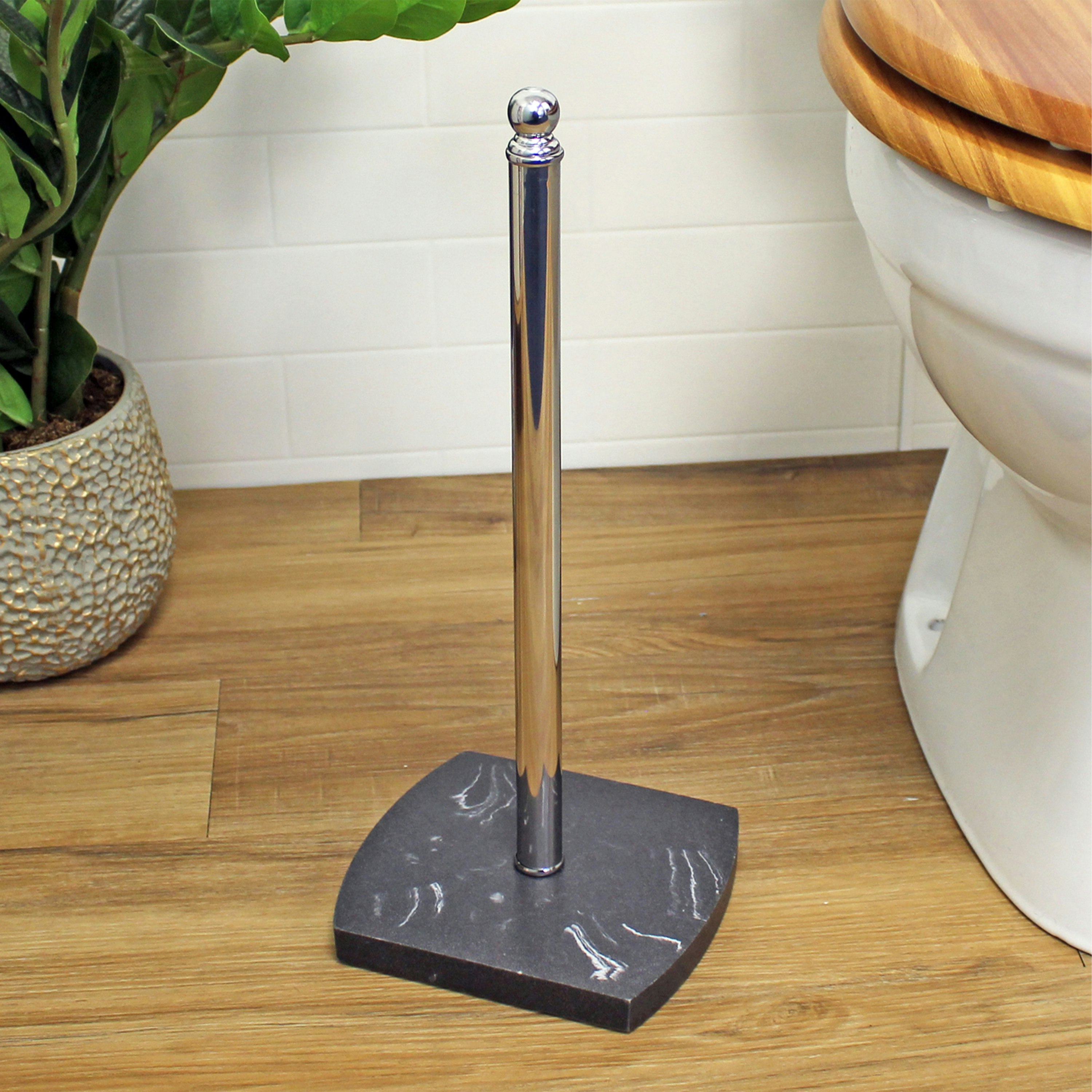 Showerdrape Grey Octavia Marble & Chrome Spare Toilet Roll Holder