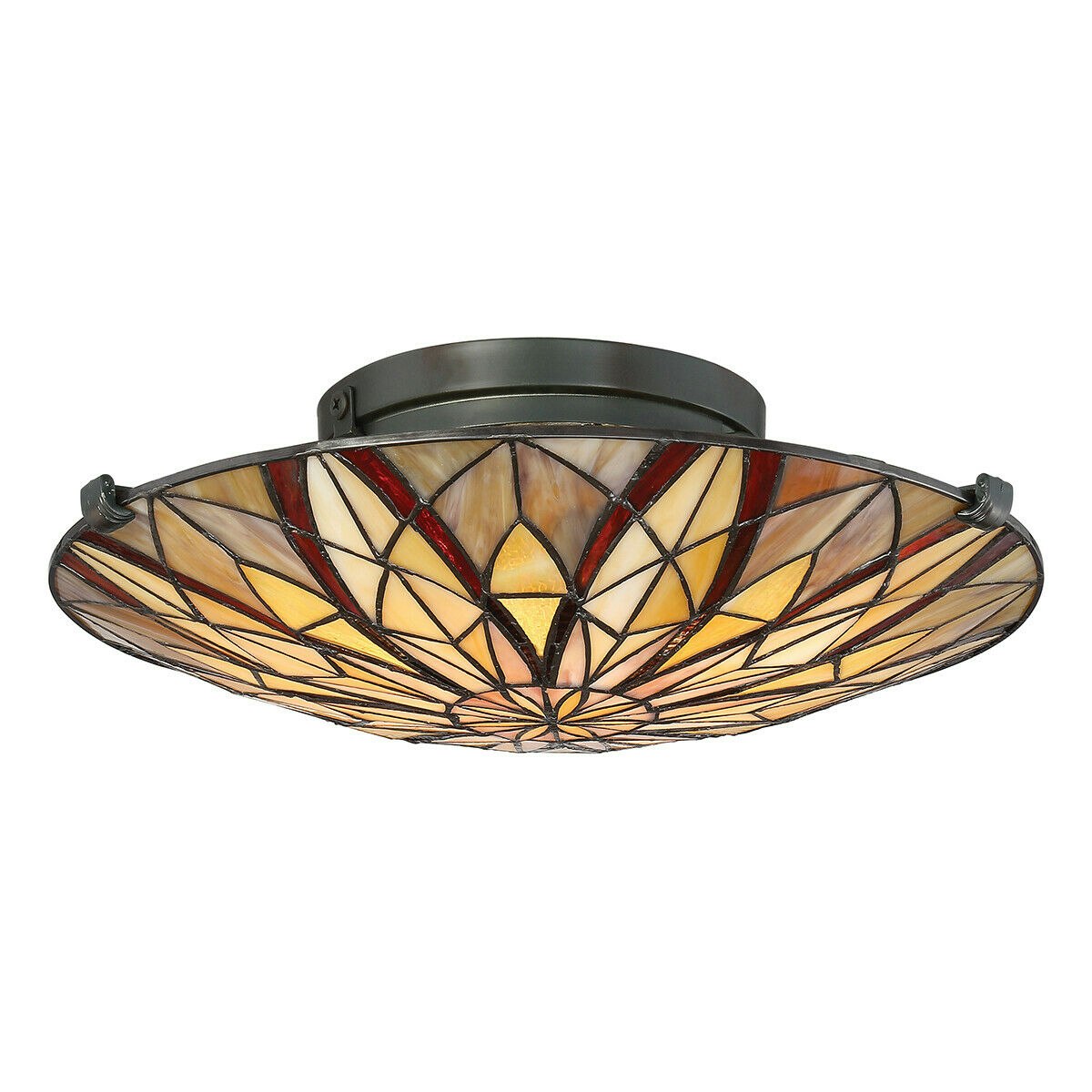 Loops Light/Bronze Semi Flush Tiffany Style Coloured Glass Up Valiant Led E27 60W
