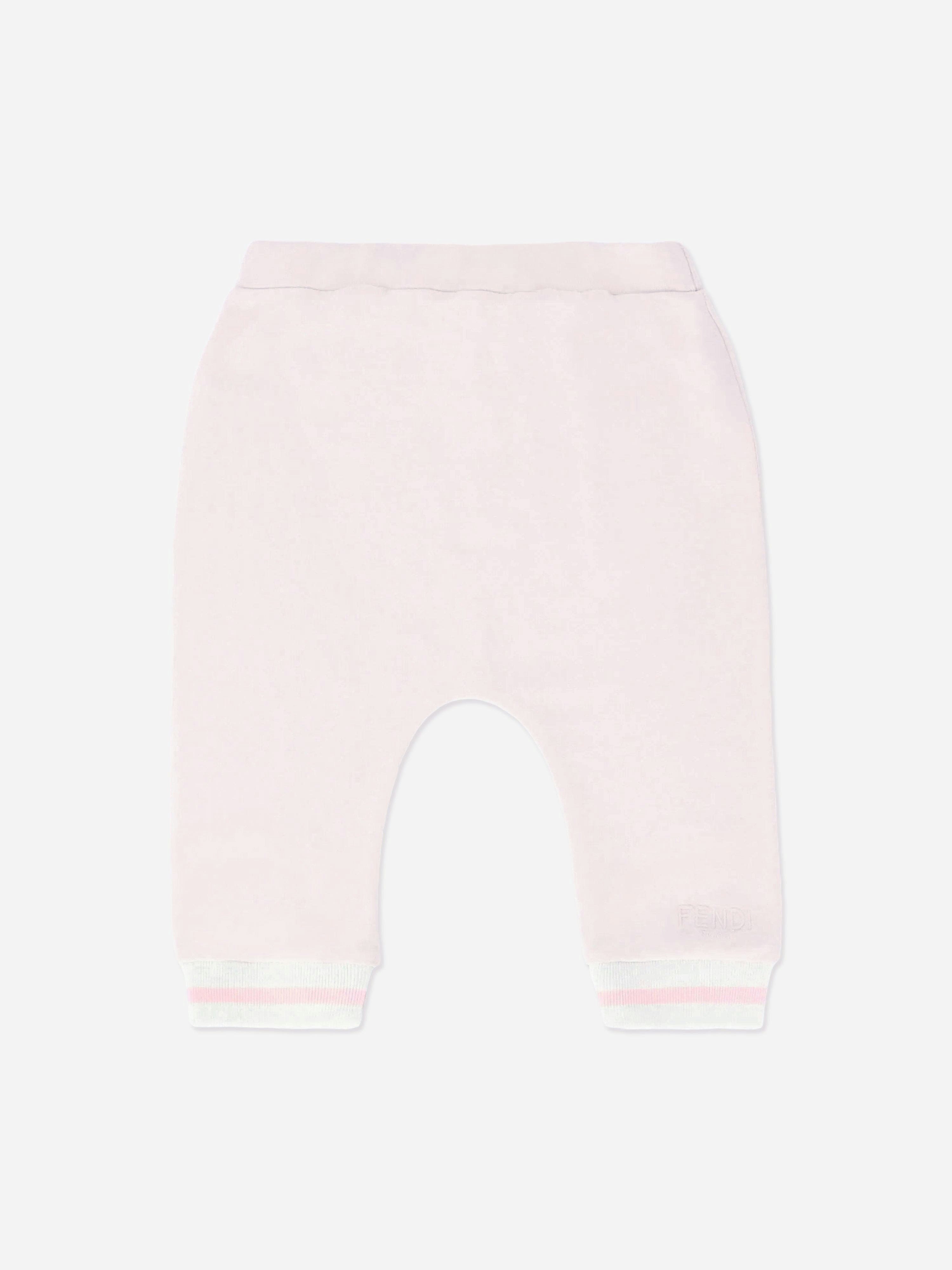 Fendi Kids Girls Pink Fendi Baby Logo Joggers In - 36 Mths