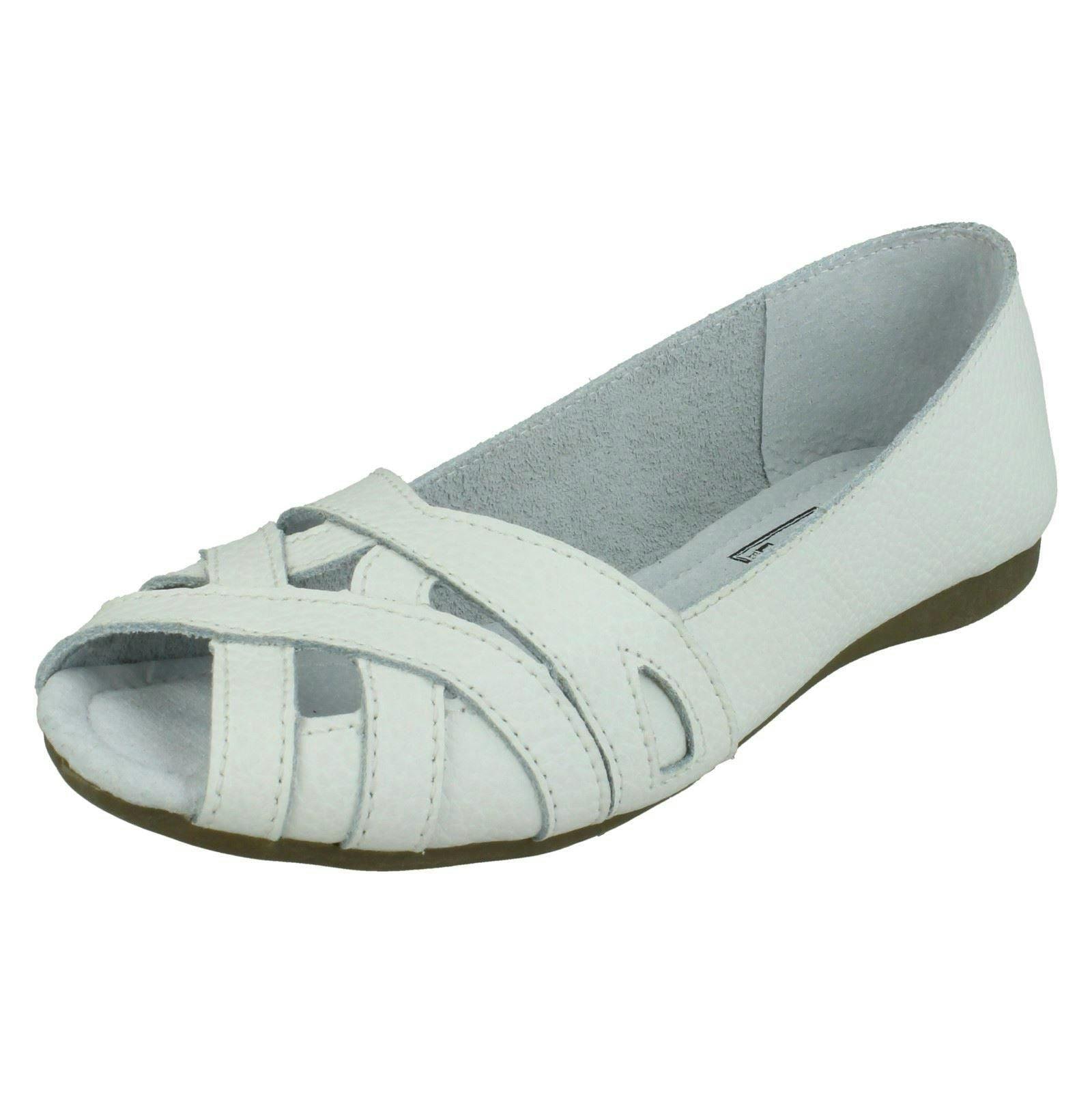 Down To Earth Women's White Peep Toe Casual Shoes F00328 - Uk 7