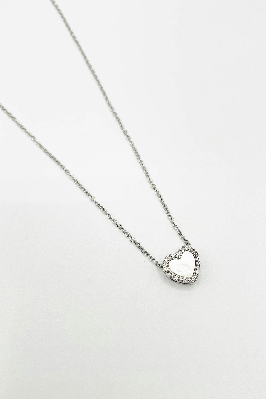 Svnx Women's Silver Diamante & Seashell Heart Necklace - Gift Boxed In - Image 3