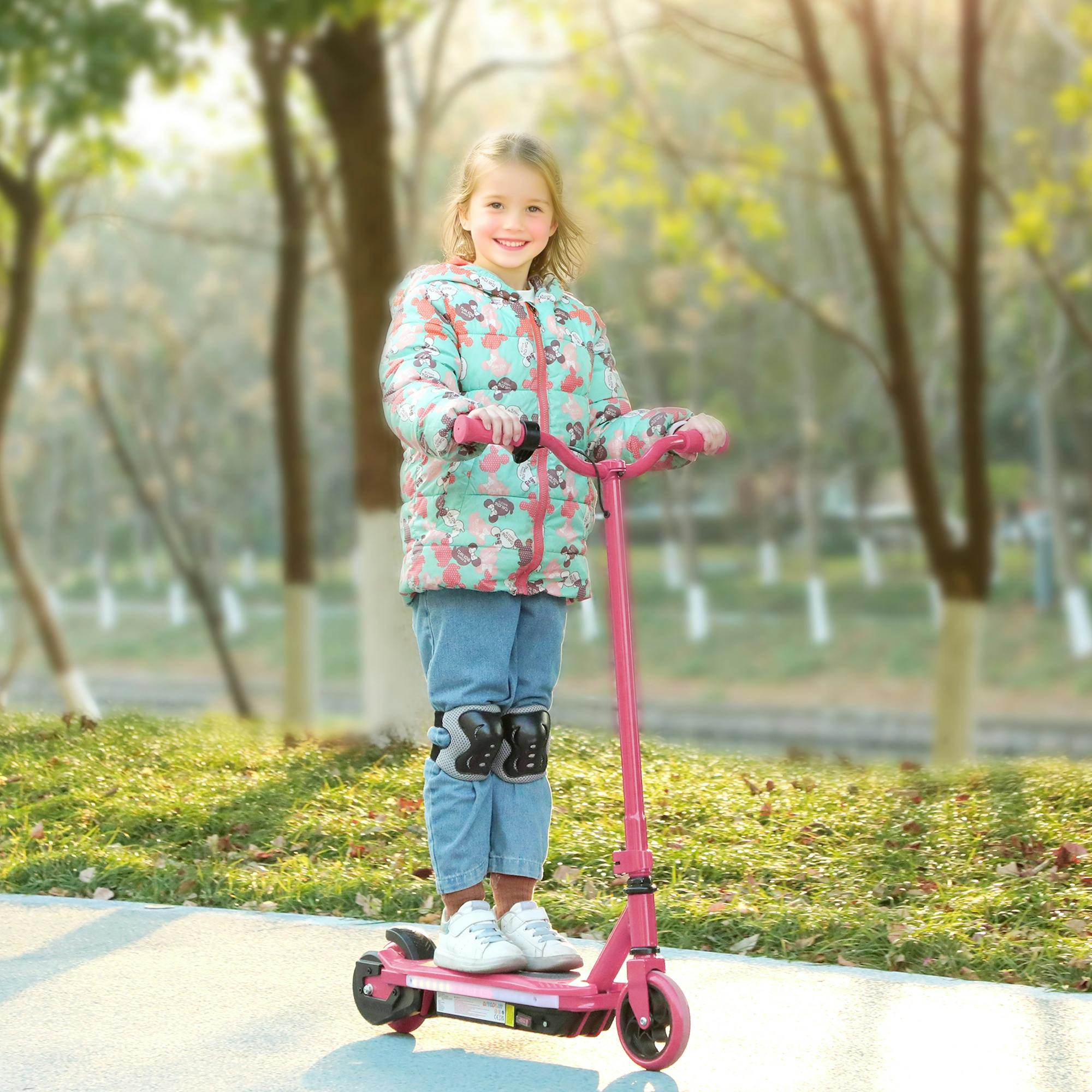 Aiyaplay Pink Electric Scooter For Ages 6 To 14 Years, With Colourful Lights