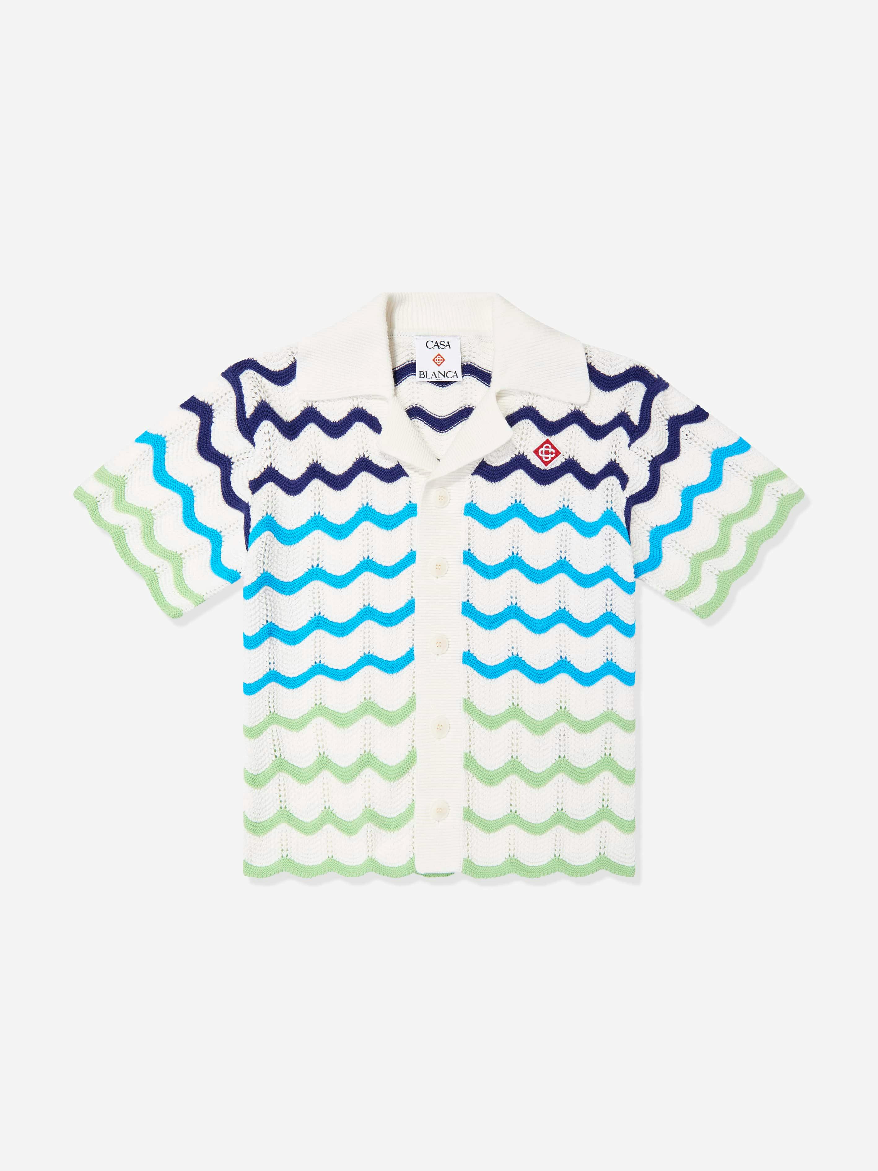 Casablanca Boys Blue Gradient Wave Crochet Shirt In - 9 - 10 Yrs