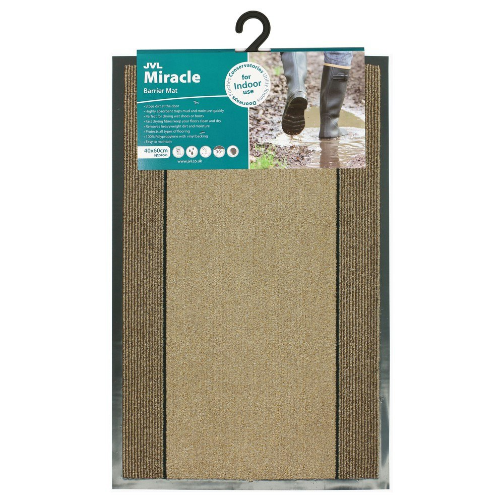 Jvl Beige Miracle Machine Washable With Stripes Barrier Mat, 40X60cm,
