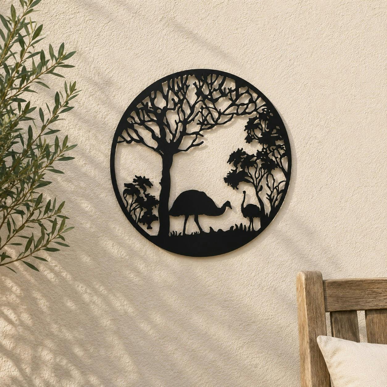 Country Living Black Metal Wall Art - Osterich