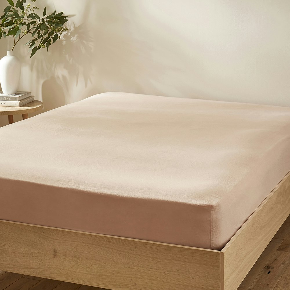 Martex Pink Touch Of Linen Fitted Sheet - King - Powder
