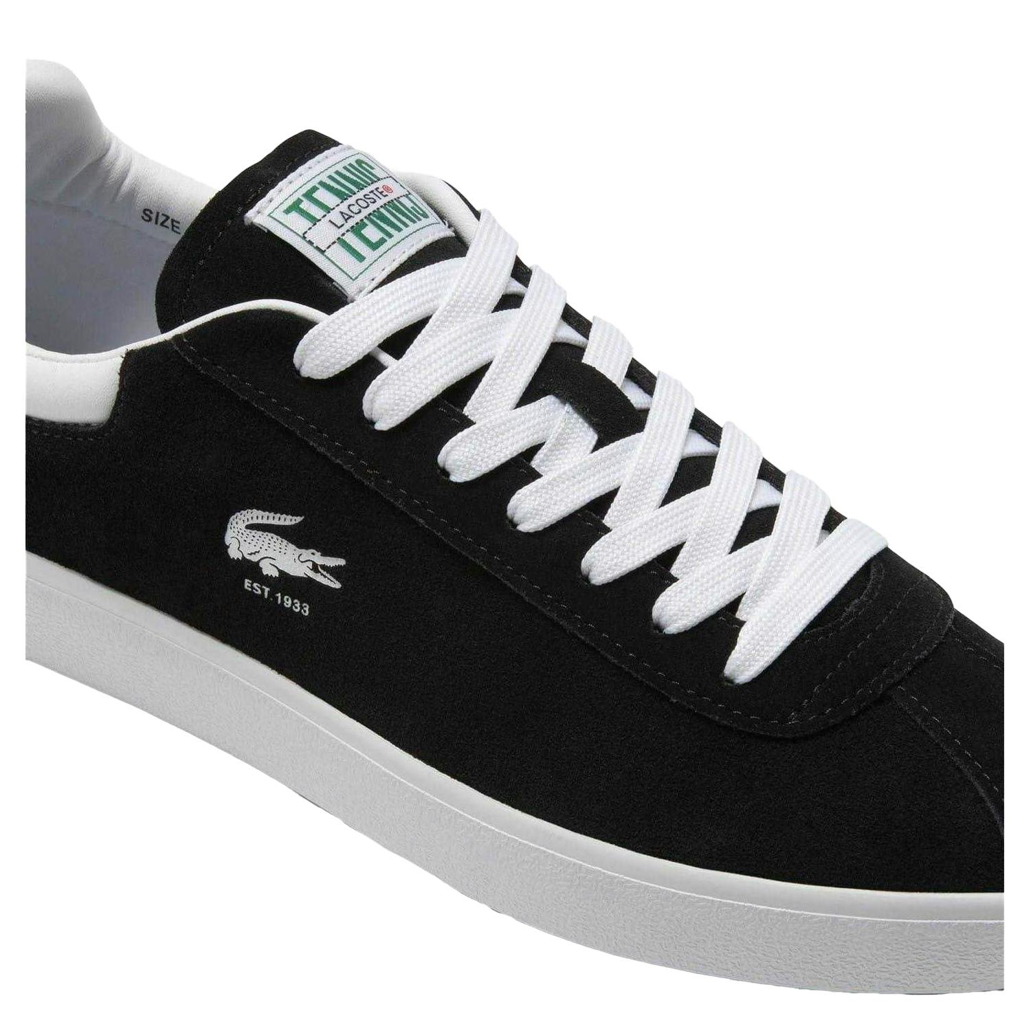 Lacoste Men's Black/White Baseshot Suede Trainers - 9 Uk - 100% Mixed