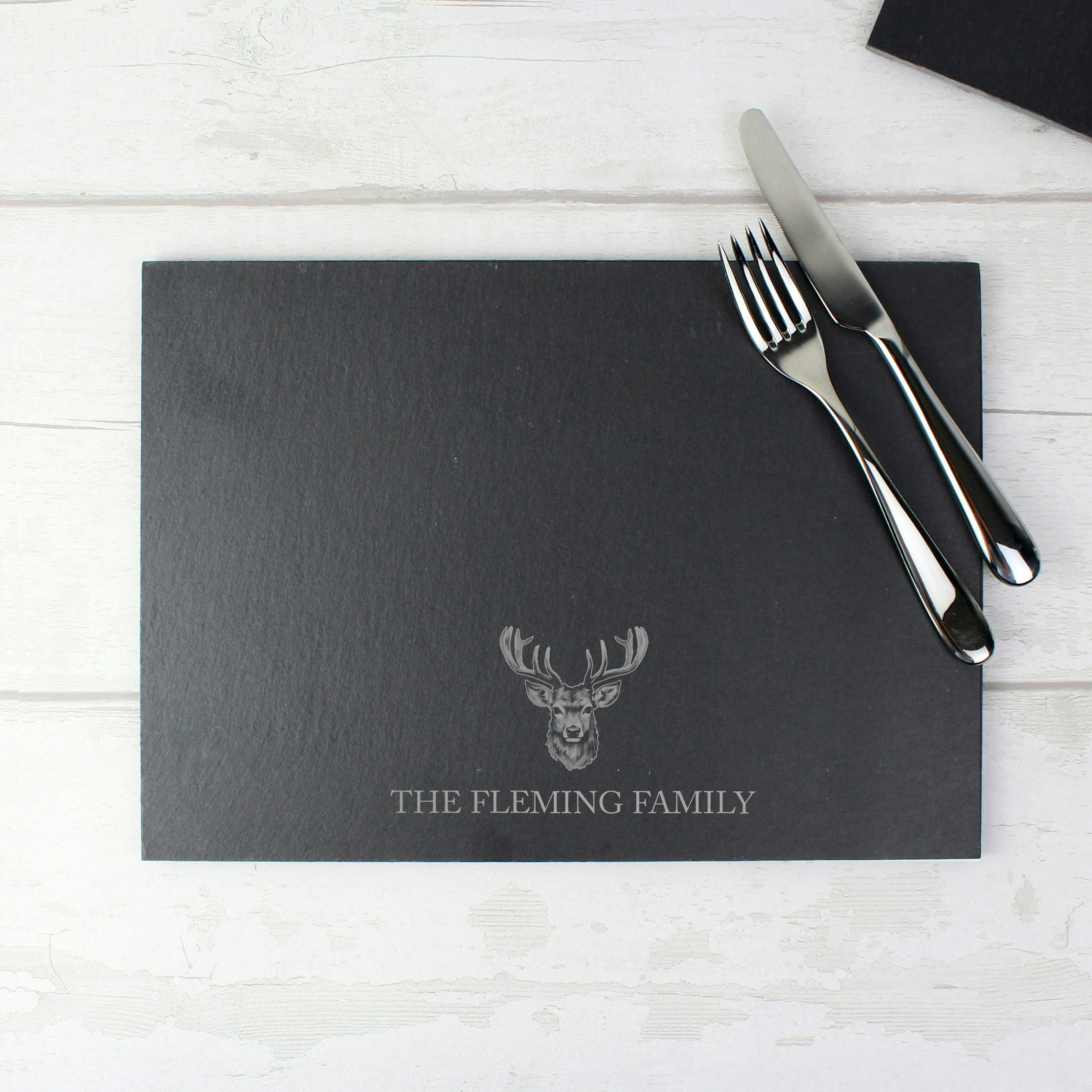 Personalised Memento Company Gold Personalised Stag Slate Placemat