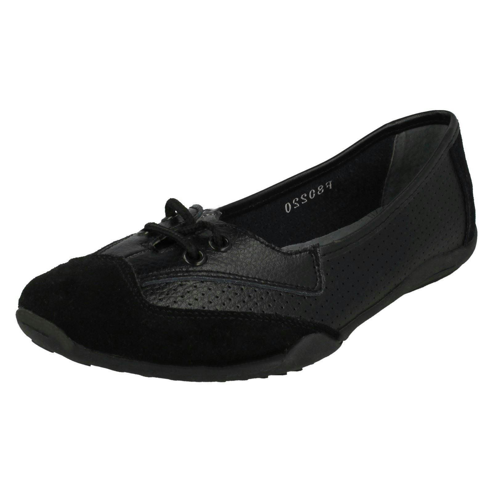 Down To Earth Women's Black Flat Comfort Ballerinas - Uk 7