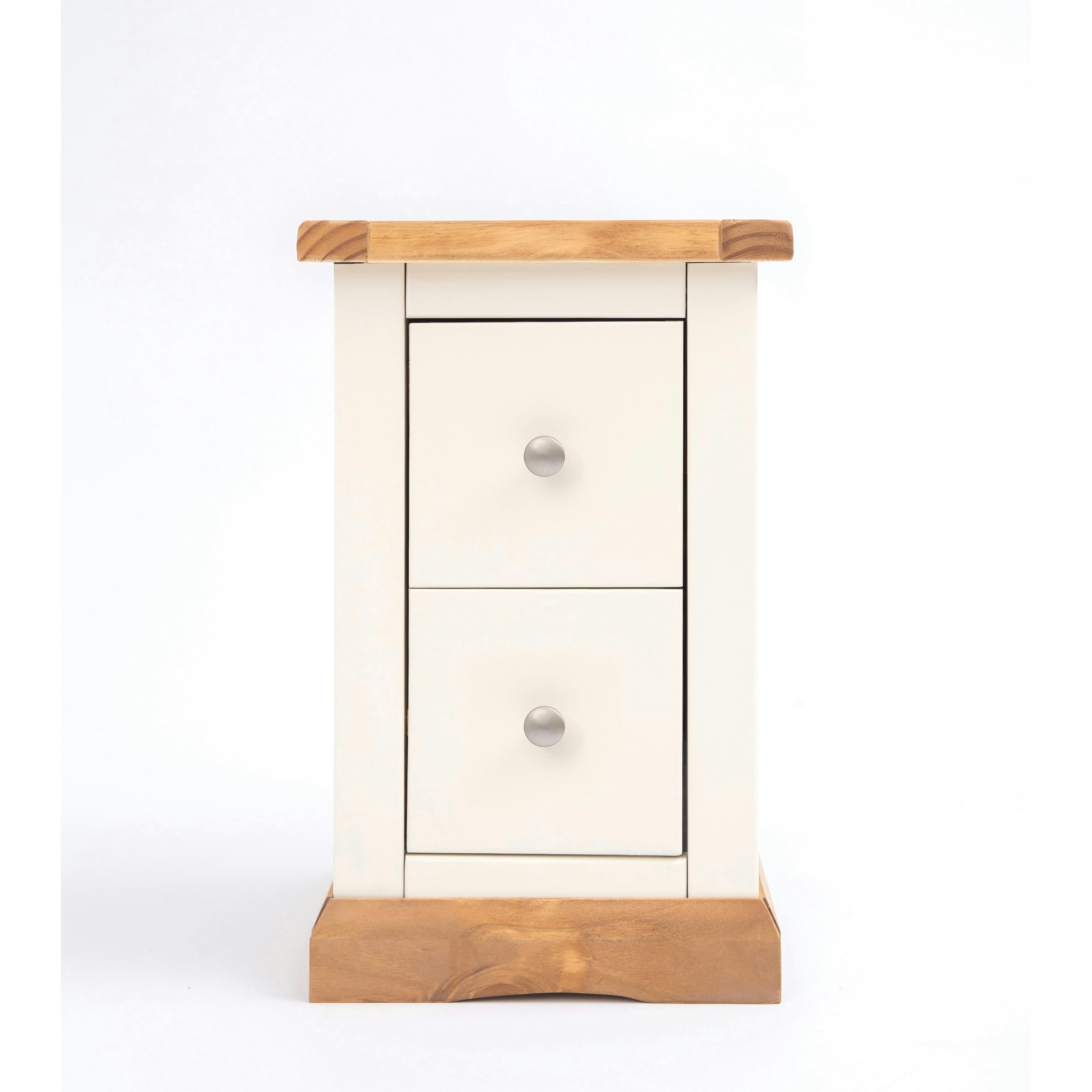 Rackhams White Trevi 2 Drawer Petite Bedside Table - Off