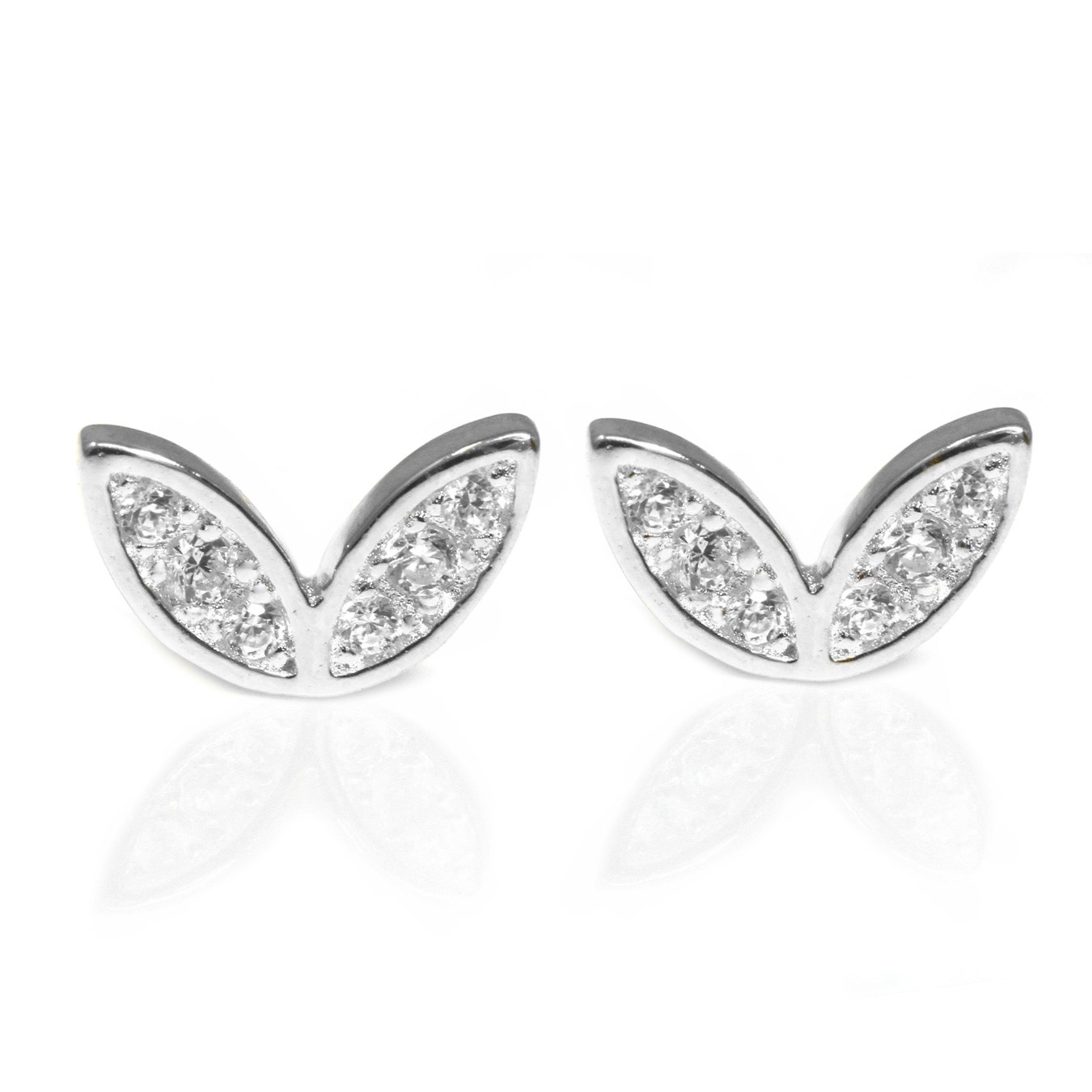 Say It With Silver Winged Earrings With Cz Stones - Sterling