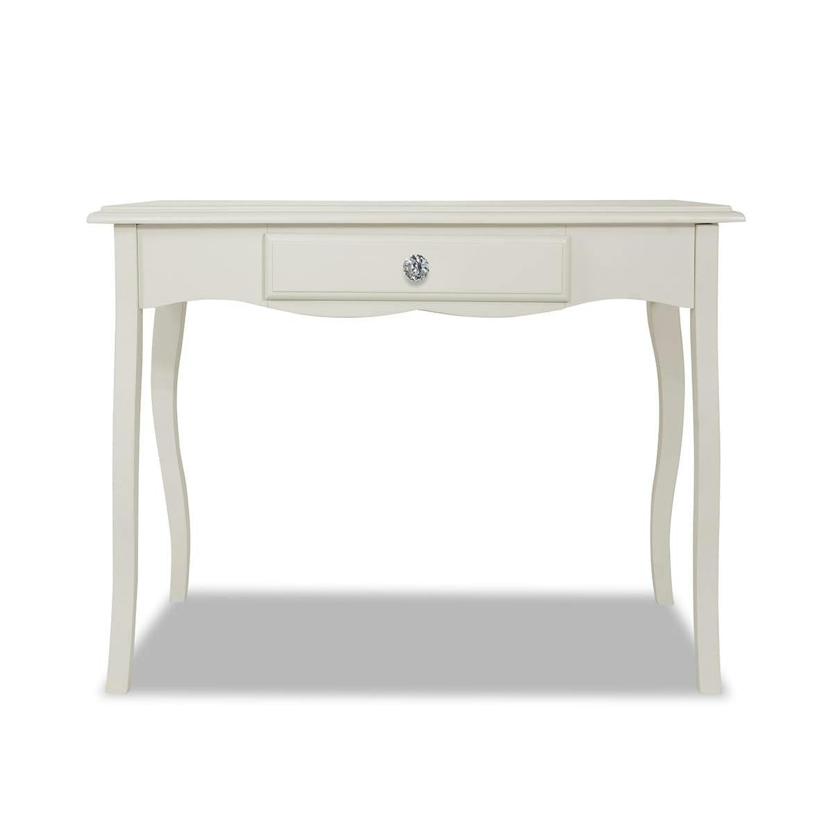 Statement Furniture White/Grey Romance French Dressing Table With Drawer And Crystal Handle - Antique Tone