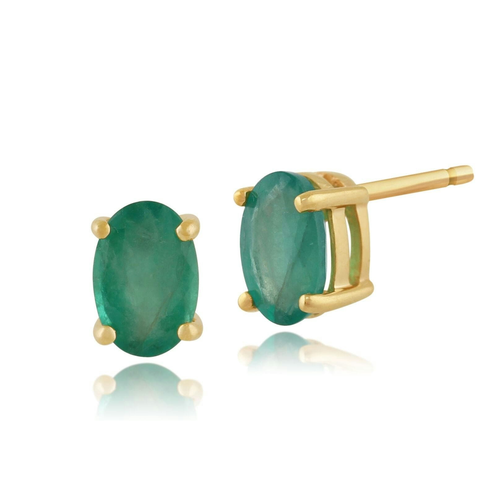 Gemondo Yellow/Gold Classic Oval Emerald Stud Earrings In 9Ct 6X4mm