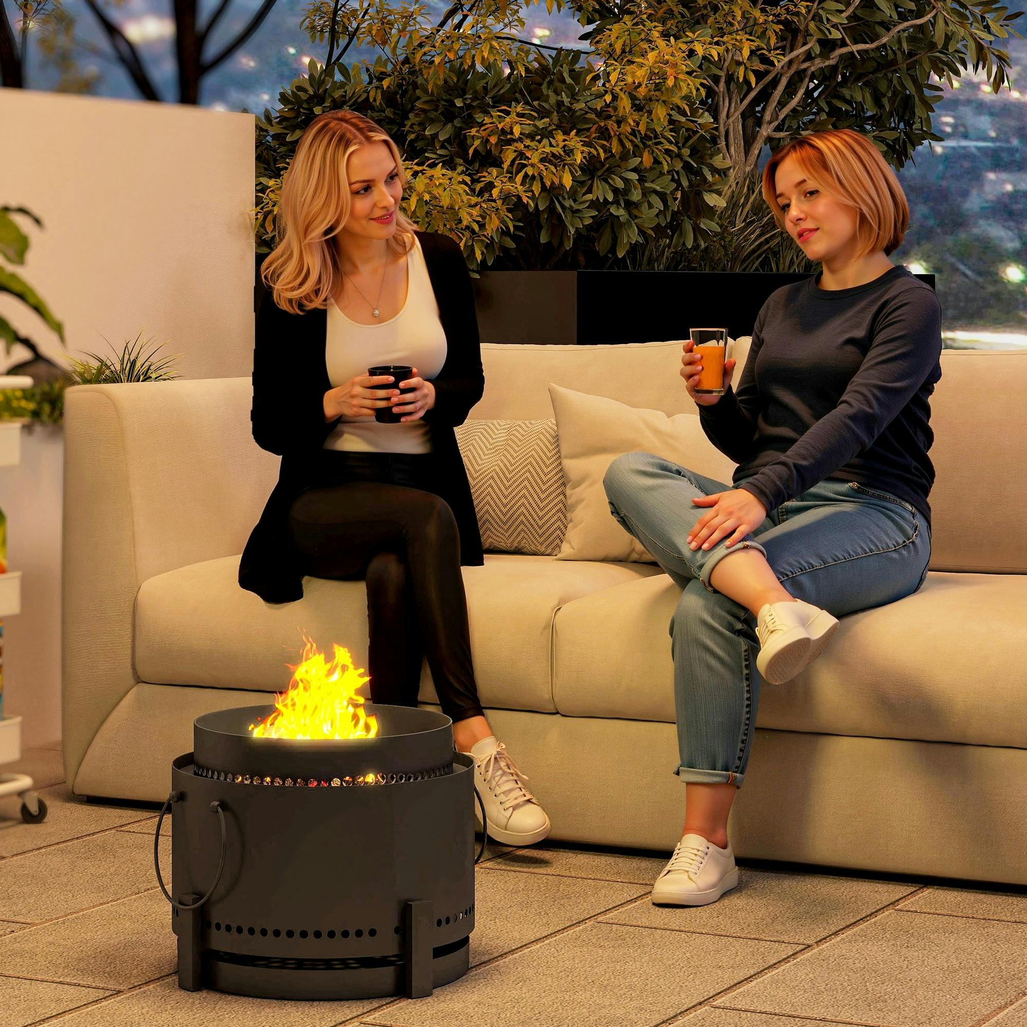 Rackhams Dark/Grey 37Cm Smokeless Wood Burning Firepit Metal Fire Pit,