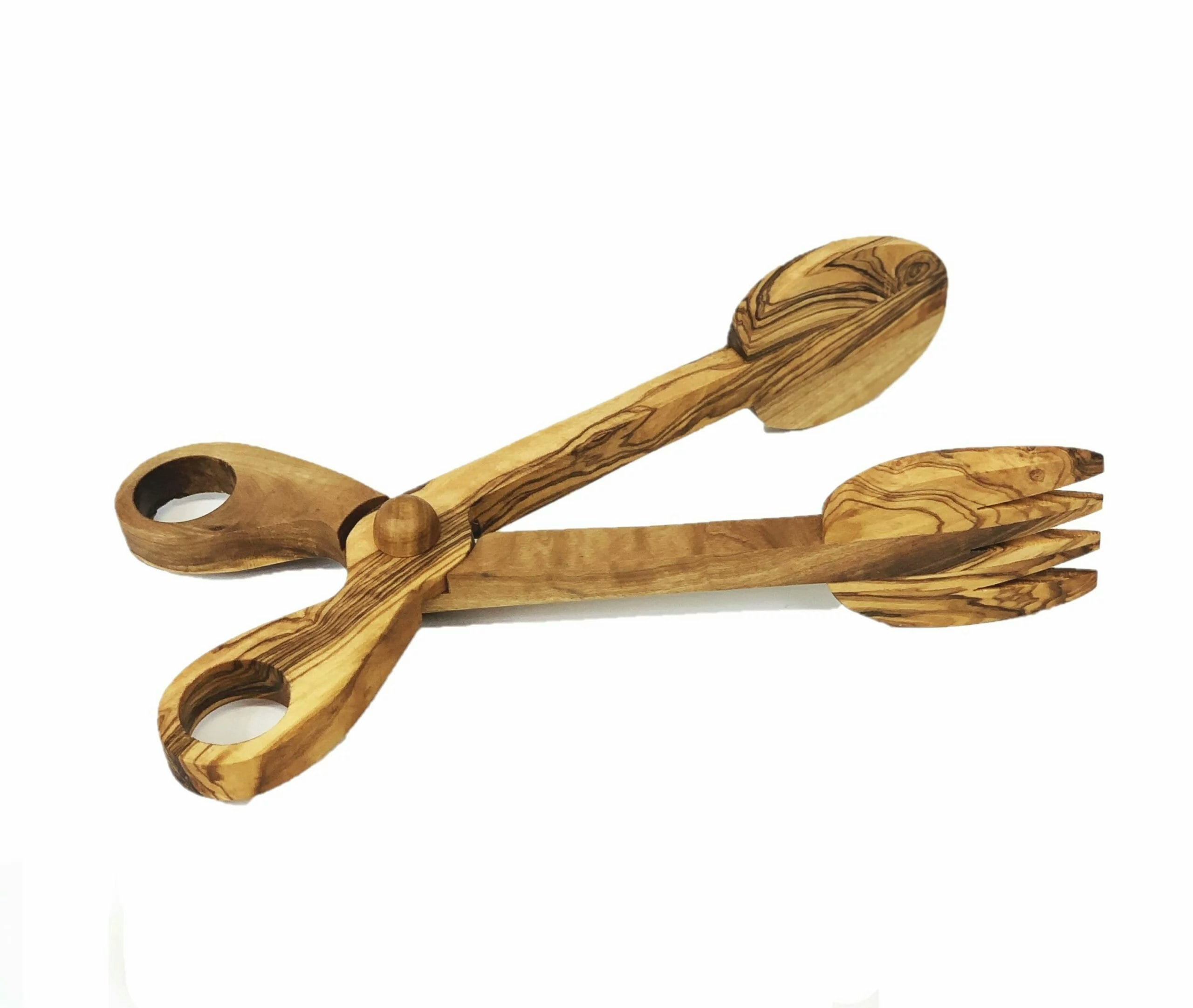Verano Spanish Ceramics Grain Olive Wood Salad Serving Tongs