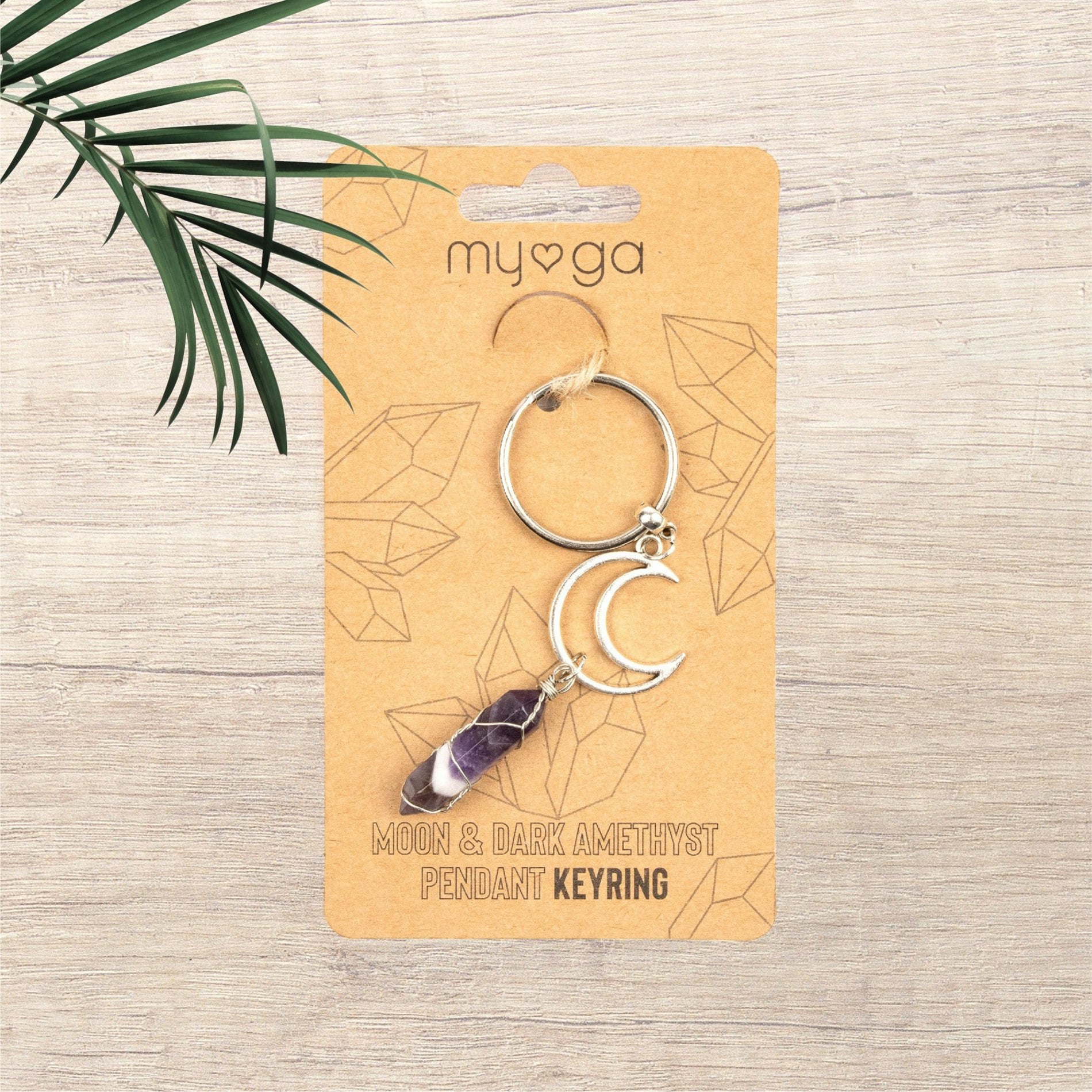 Myga Crystal And Zinc Keychain - Crescent Moon & Amethyst