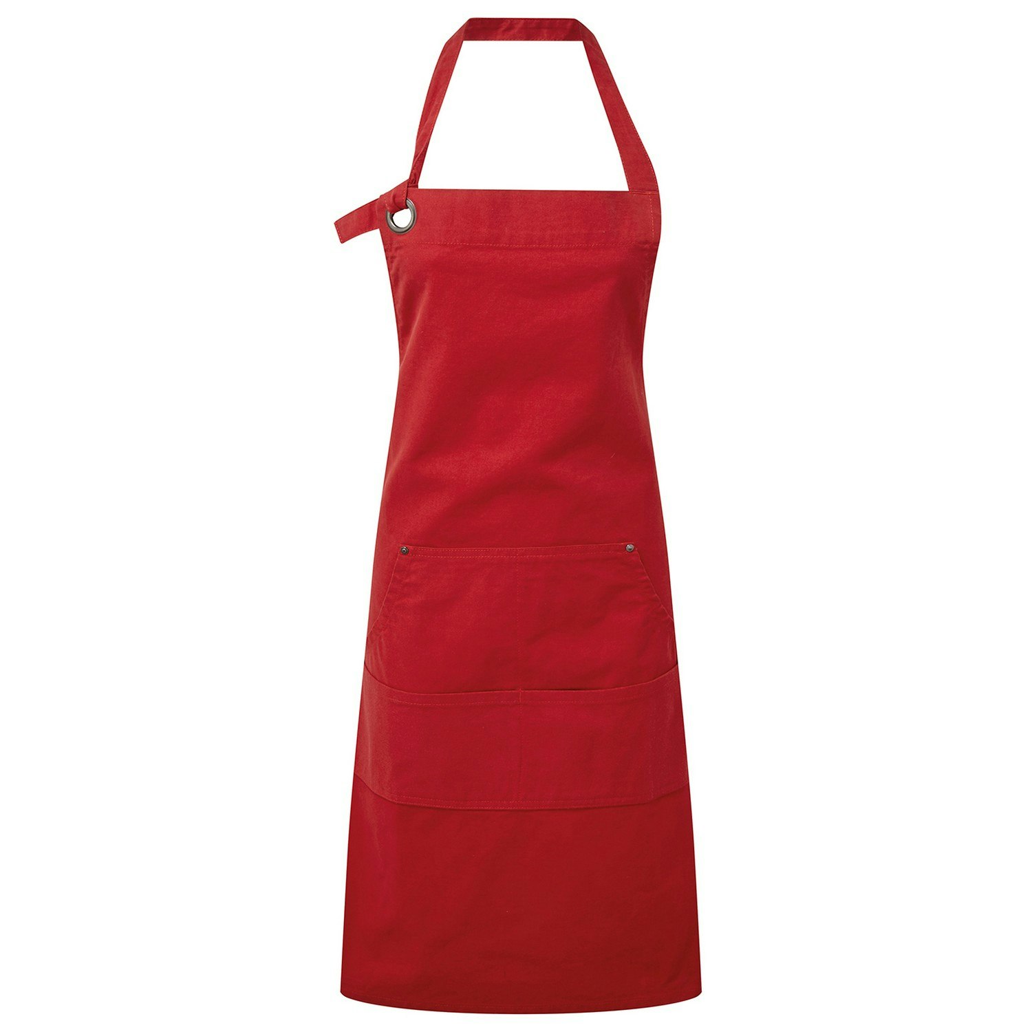 Premier Unisex Adult Cotton Canvas Pocket Apron - Red - Image 3