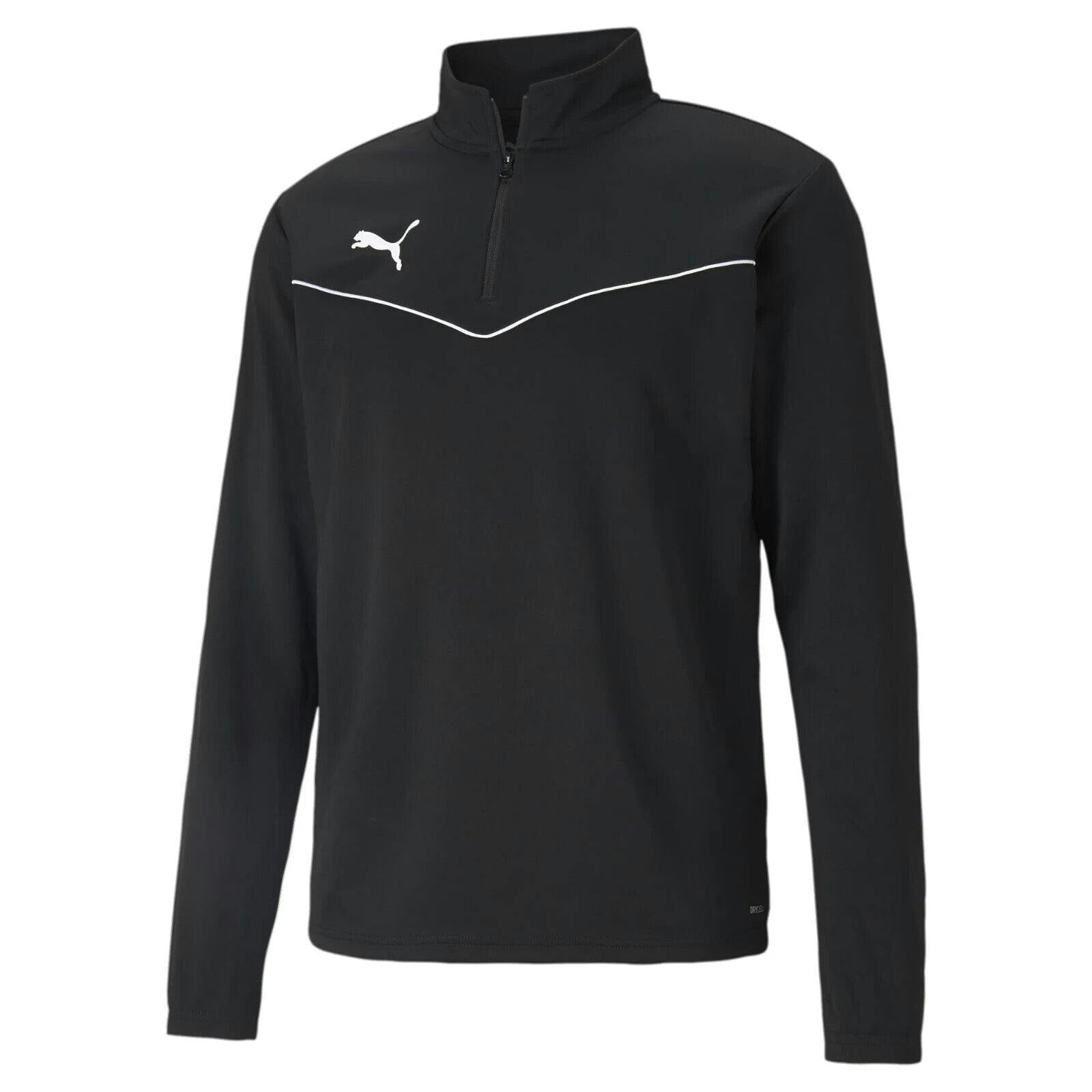 Puma Men's Black Teamrise 1/4 Tracksuit Zip Drill Midlayer Top 657394 - S