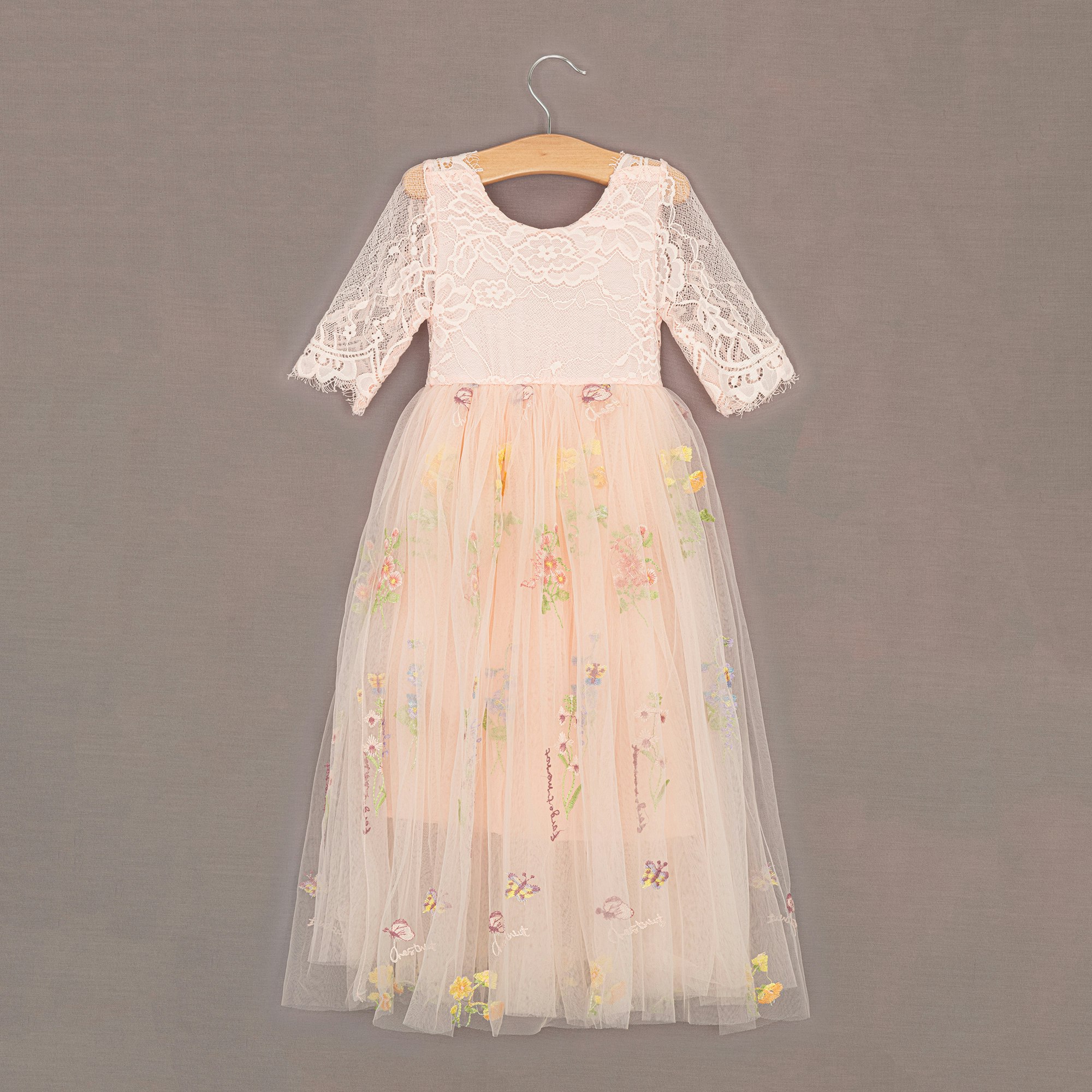 Uk Flower Girl Boutique Girls Pink Uk Flower Boutique Enchanted Dress - Embroidered Soft - 12/24 Months
