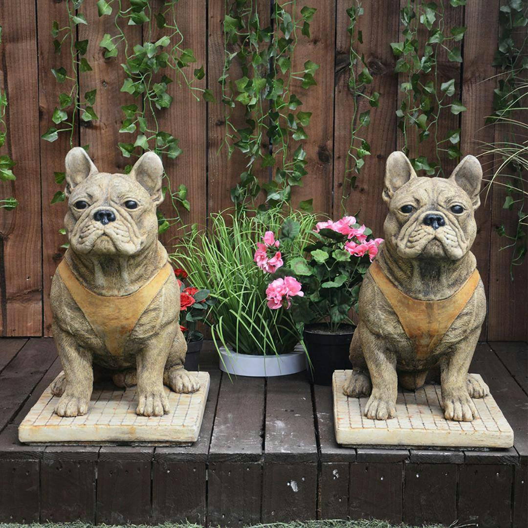 Rackhams Pair Of Life Size French Bulldog Statues