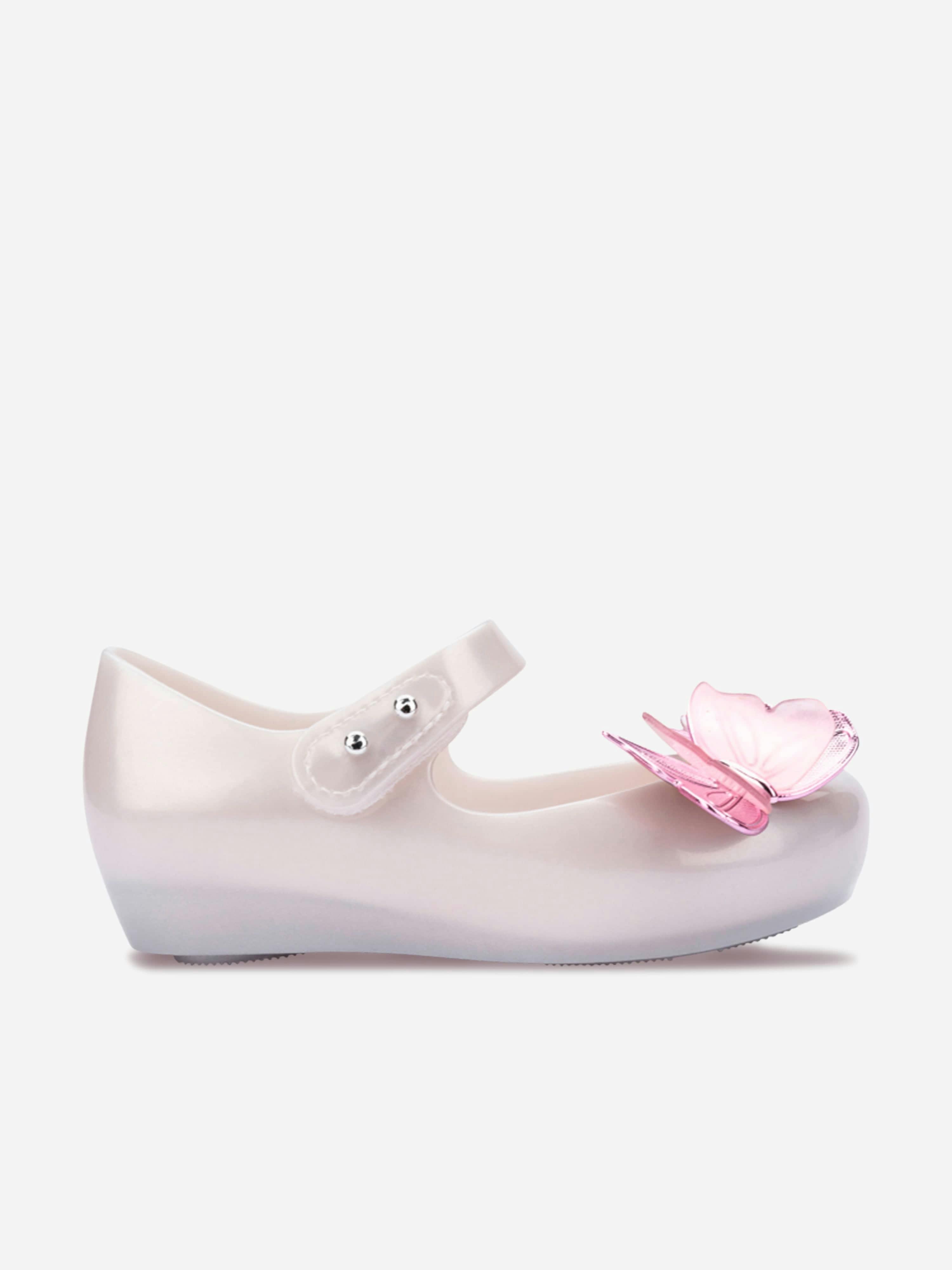 Mini Melissa Girls White Ultra Fly Iii Ballerinas In - Eu 30 Uk 11