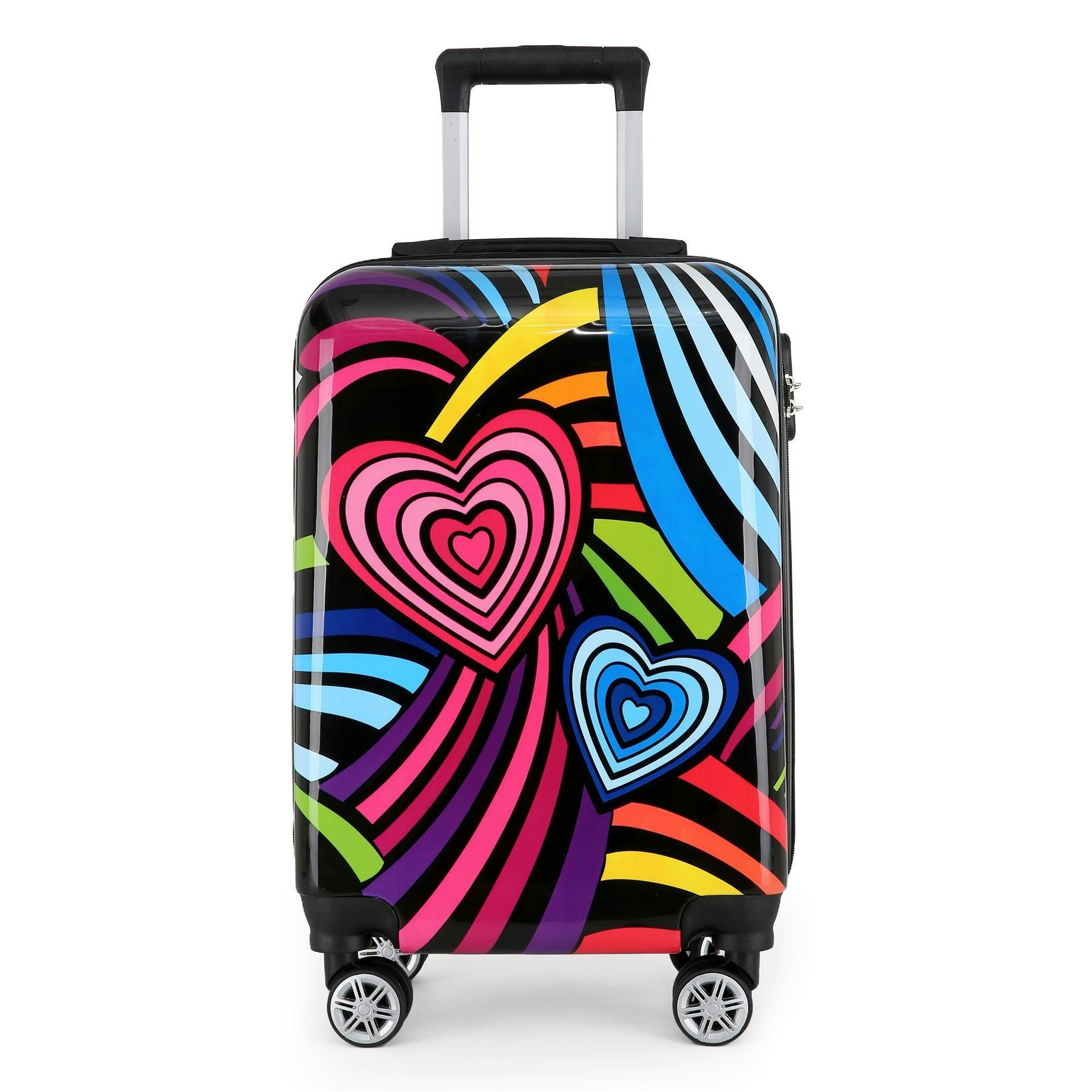 Infinity Luggage Hardside Shell Suitcase Set Printed Luggage Lightweight Cabin Travel Bag - Hearts - Cabin