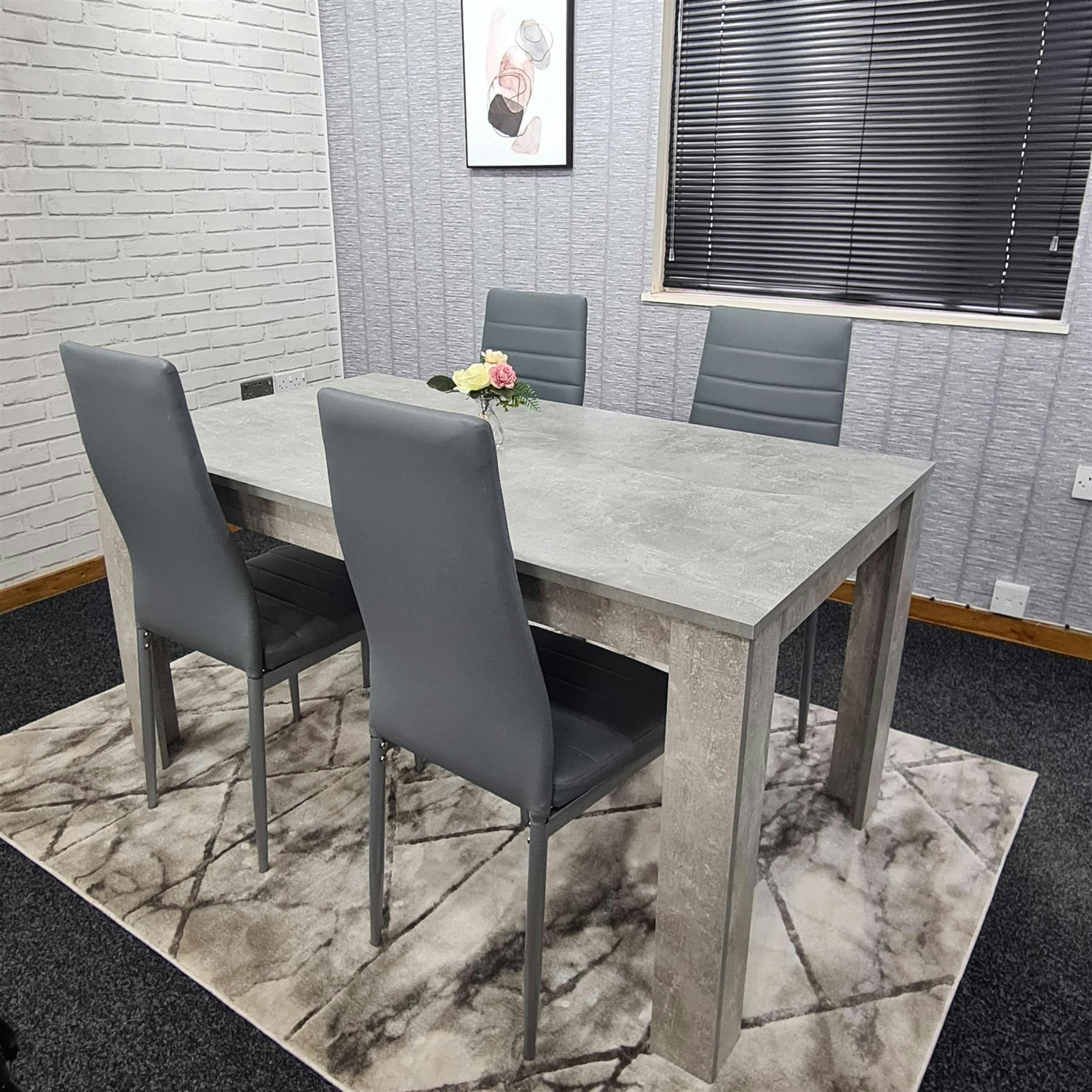 Portland Kosy Koala 4 Seater Faux Leathe Dining Set Stone Grey Effect And Grey - Image 7