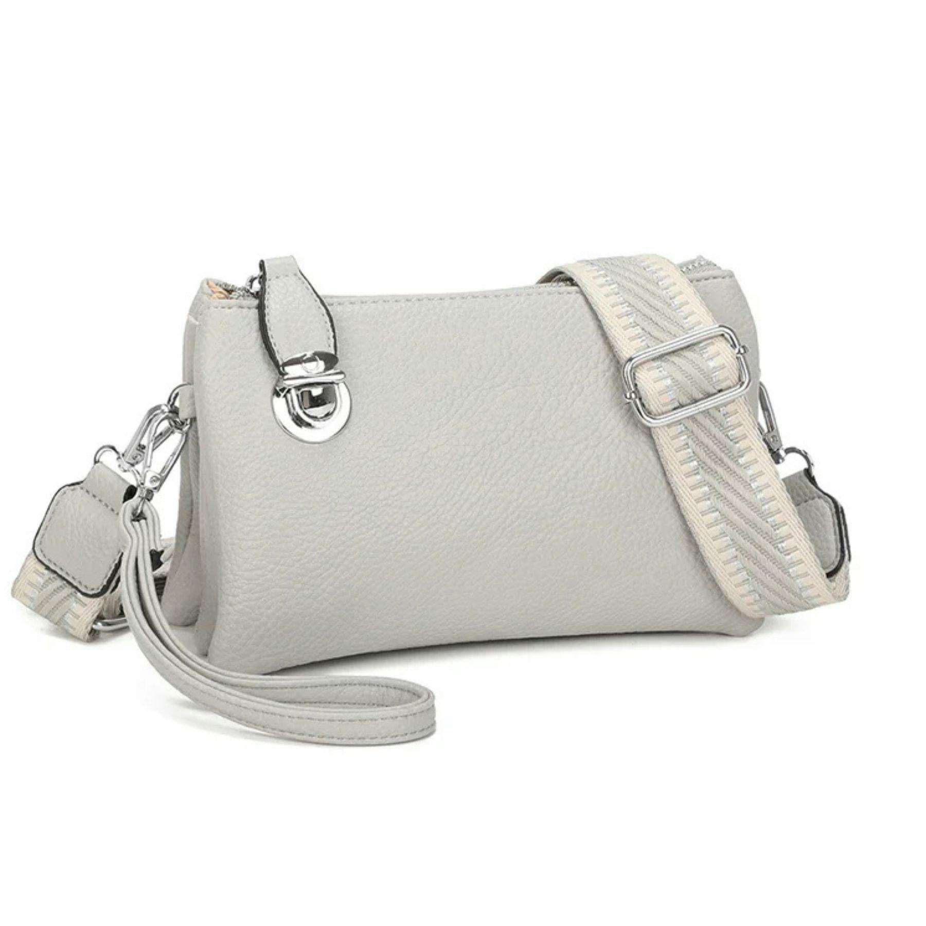 Love Emvy Grey Embolden Collection Faux Leather Crossbody Bag With Wrist Strap - Ash