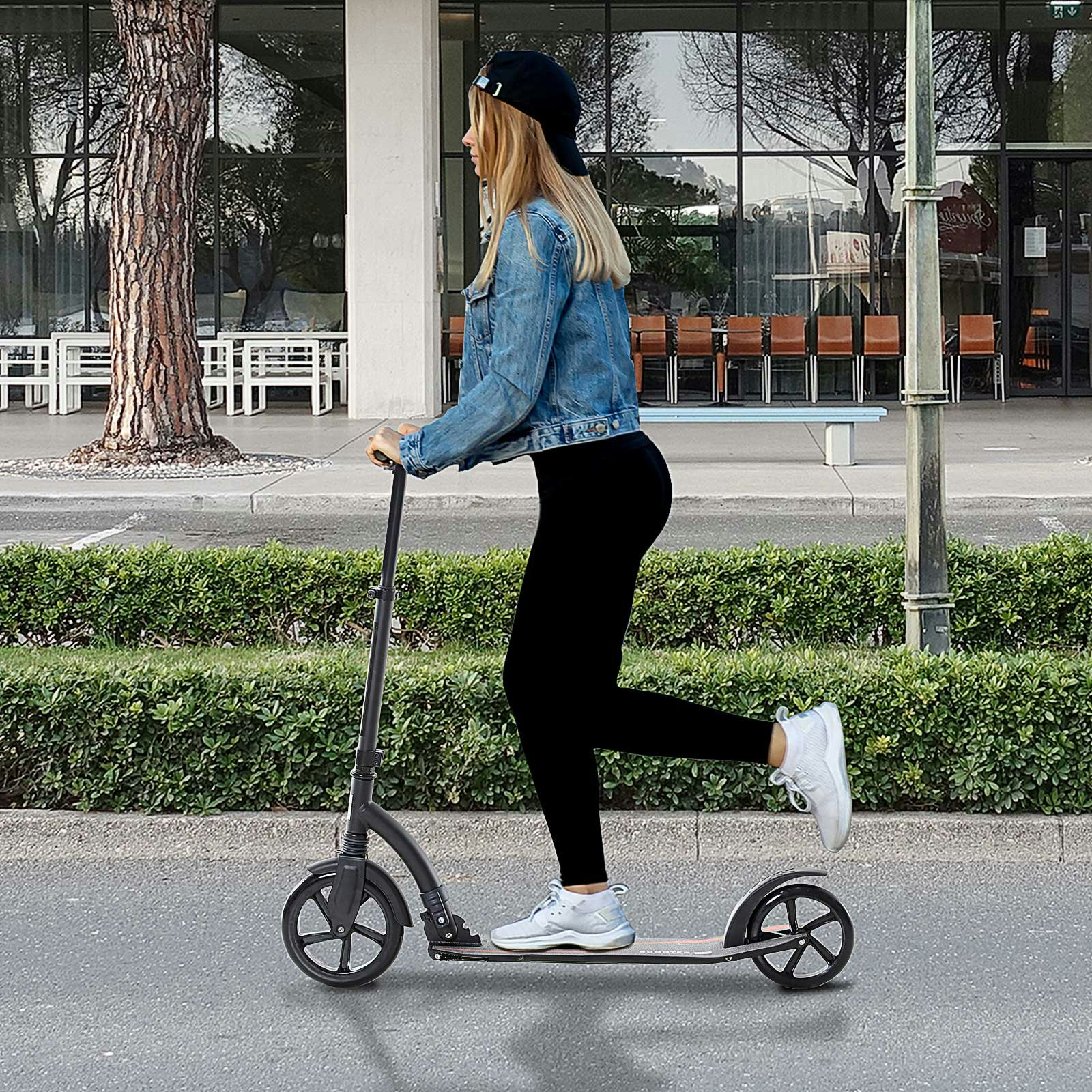 Homcom Black/White Teens Adult Kick Scooter Foldable Adjust Aluminium For Age 14+ - 92.5Cm X 37.5Cm X 82-97Cm - Kids Scooter