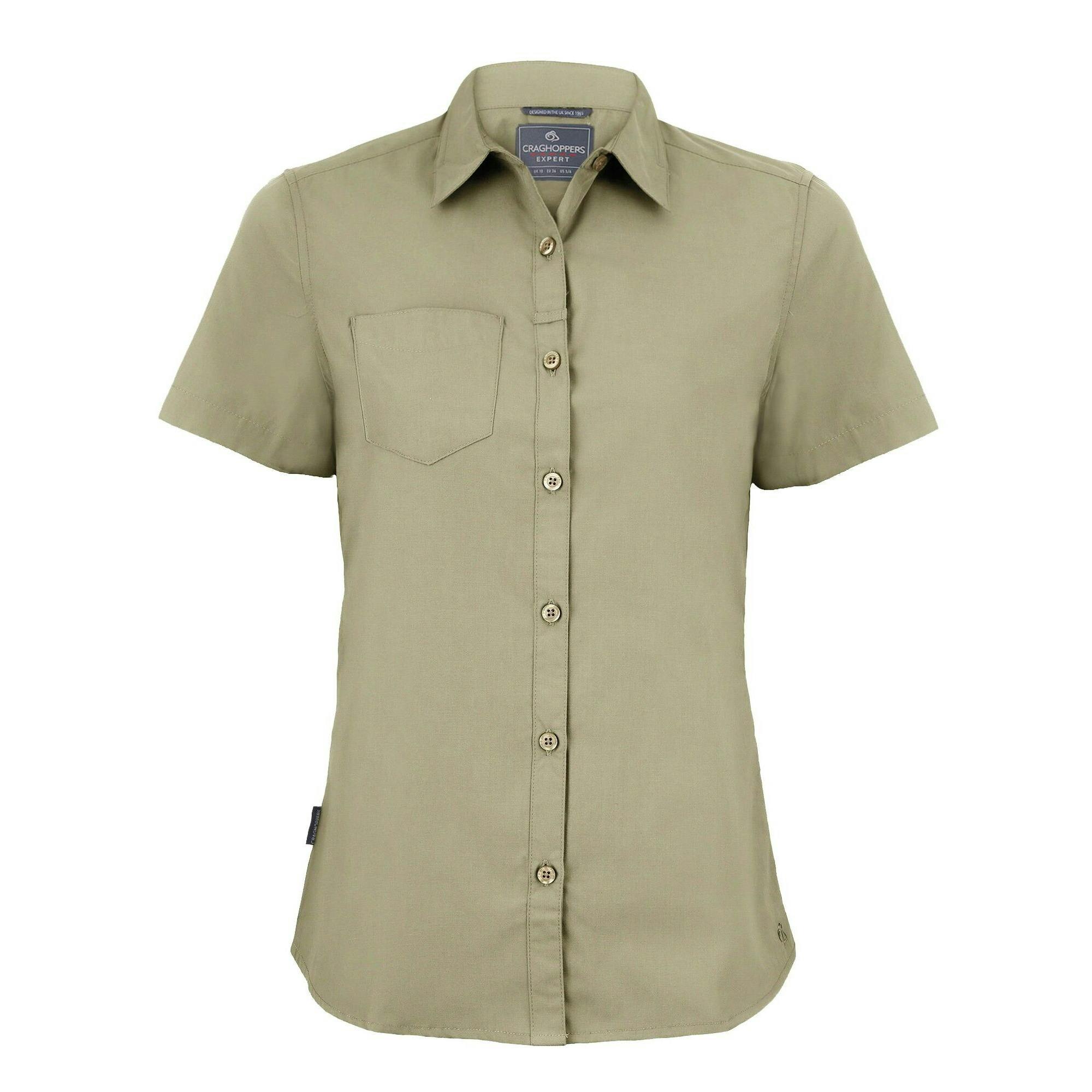 Craghoppers Women's Brown Expert Kiwi Short-Sleeved Shirt - Pebble - 18 Uk - Pebble - 65% Recycled Polyester/35% Cotton
