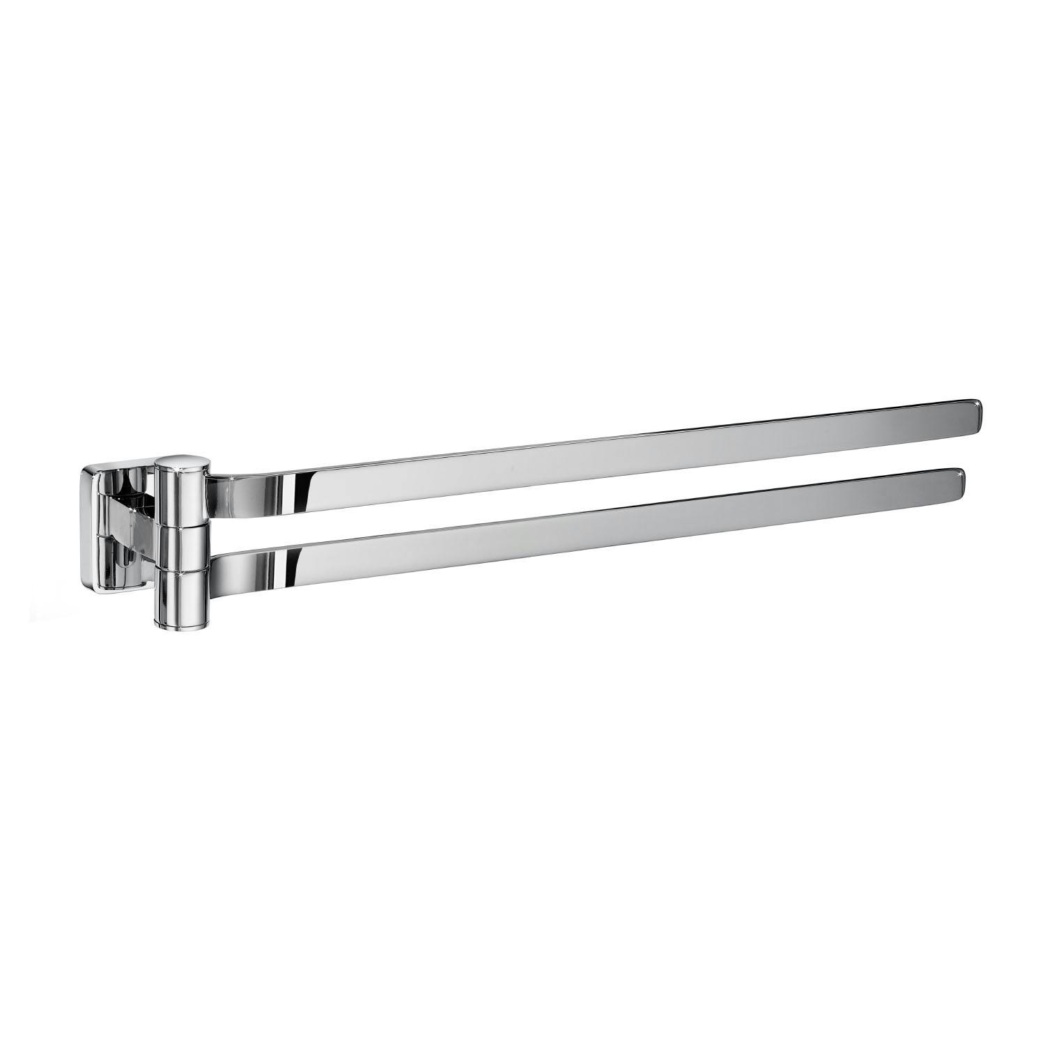 Rackhams Polished Chrome Swing Arm Double Towel Rail 40Cm/15.7" Wall Mounted With Concealed Screws Bathroom Towel Holder