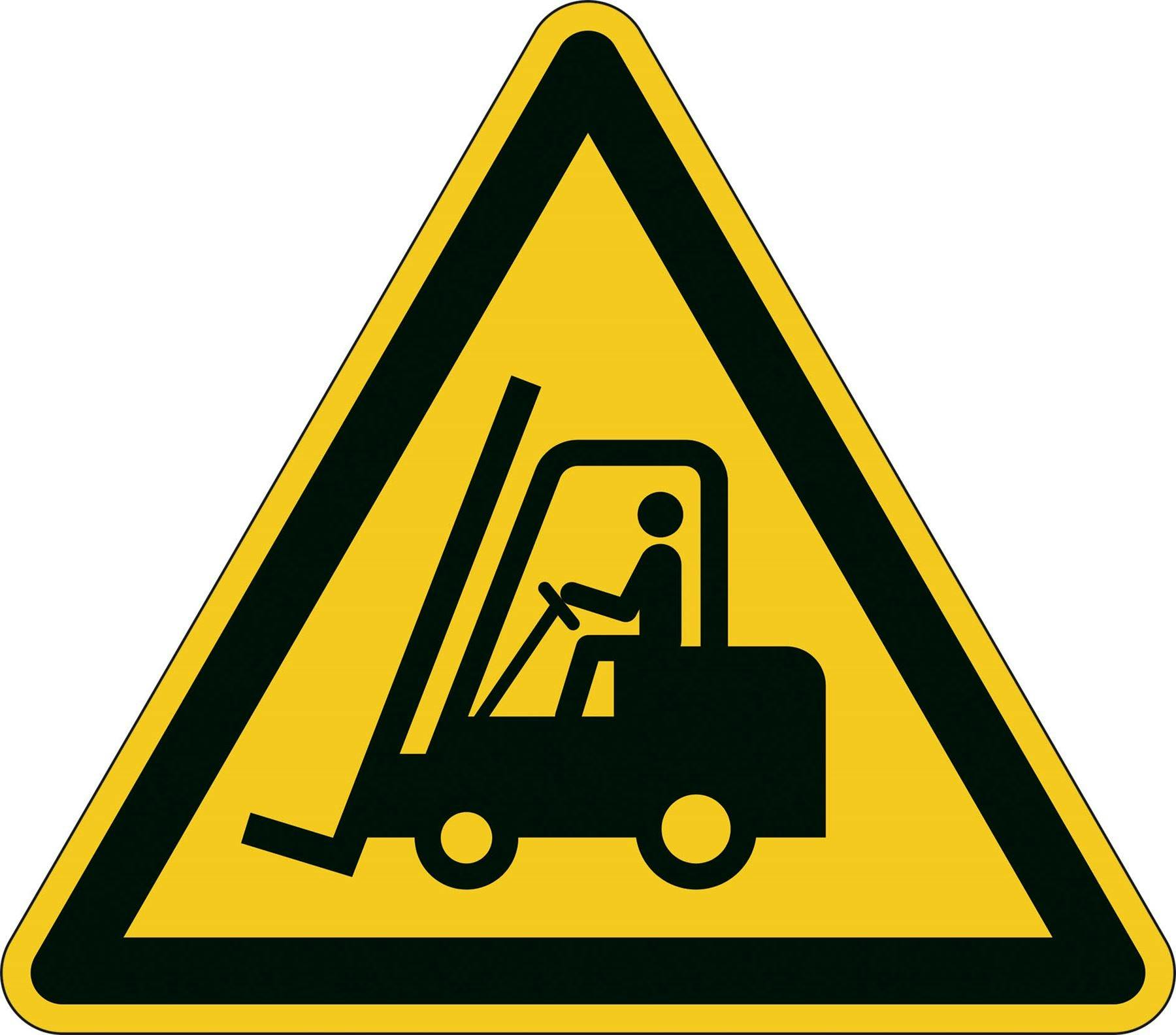 Rackhams Yellow Adhesive Iso "Caution Forklifts" Sign Safety Floor Sticker | 43Cm