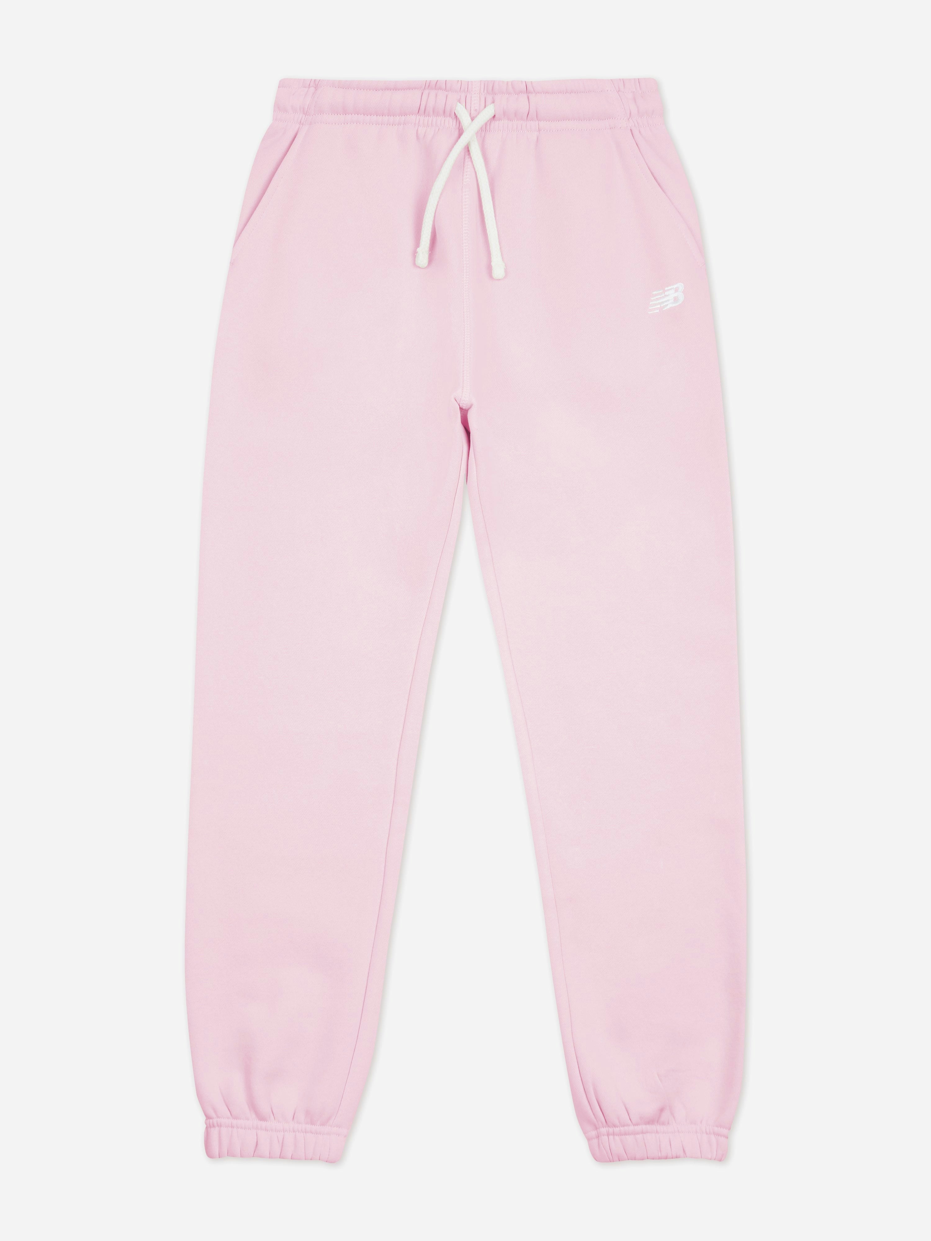 New Balance Girls Pink Brush Back Small Logo Joggers In - 7 - 8 Yrs