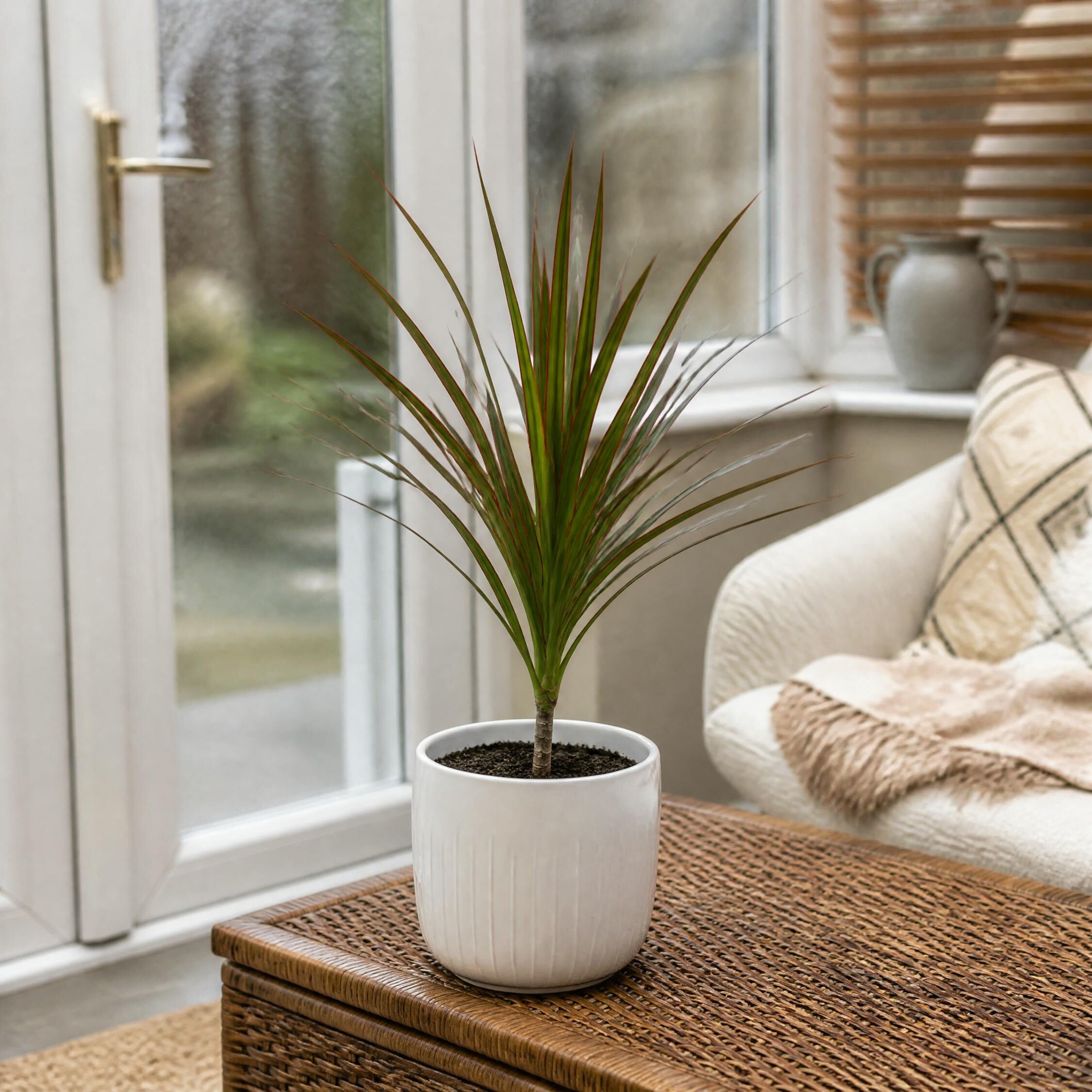 - Dracaena Marginata Dragon Tree 12Cm Pot In Glossy White Ceramic Pot - Image 2
