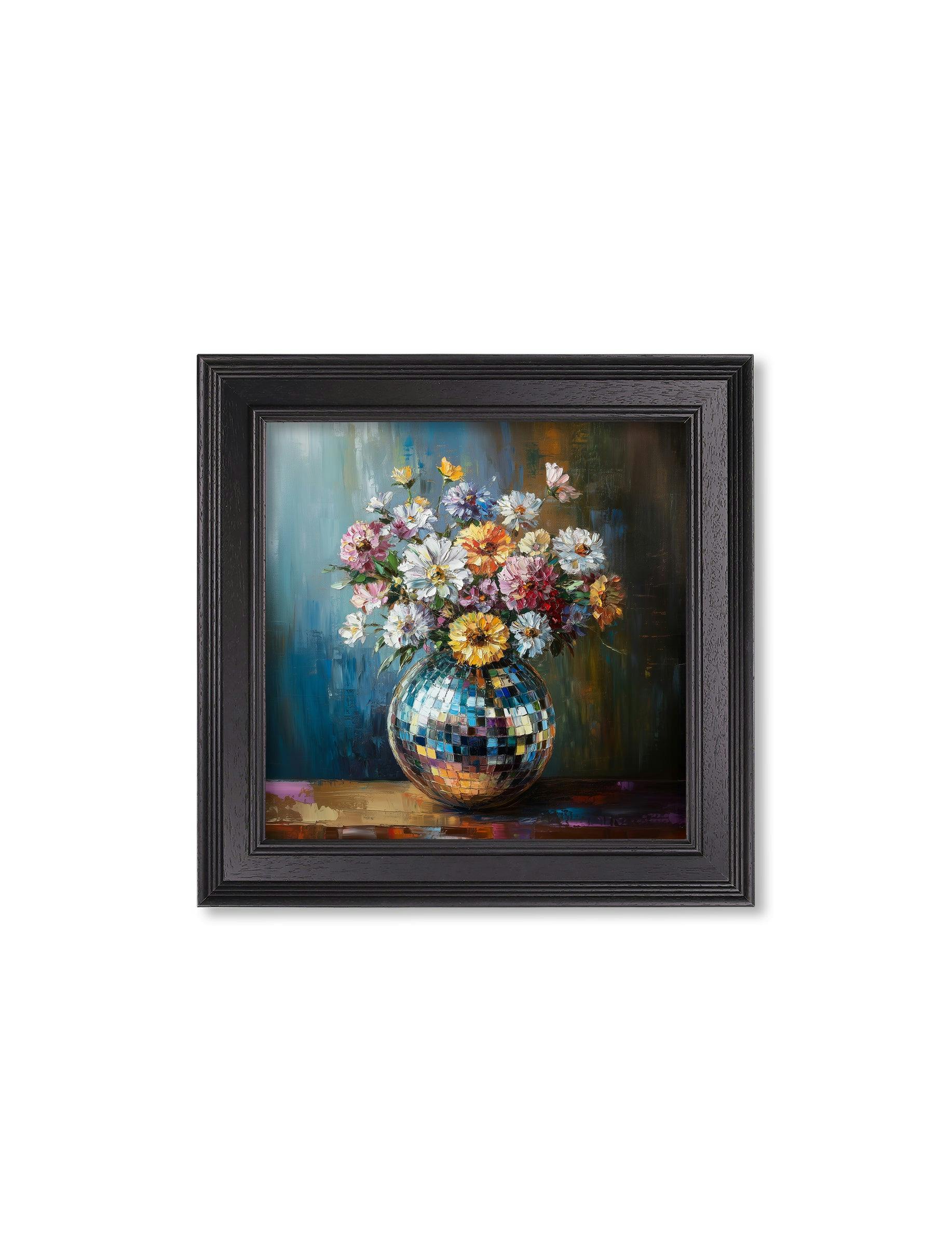 Rackhams Black Disco Bloom Wildflowers - Hurstwood Square Frame - Disco Wildflowers - 44 X 44 Cm