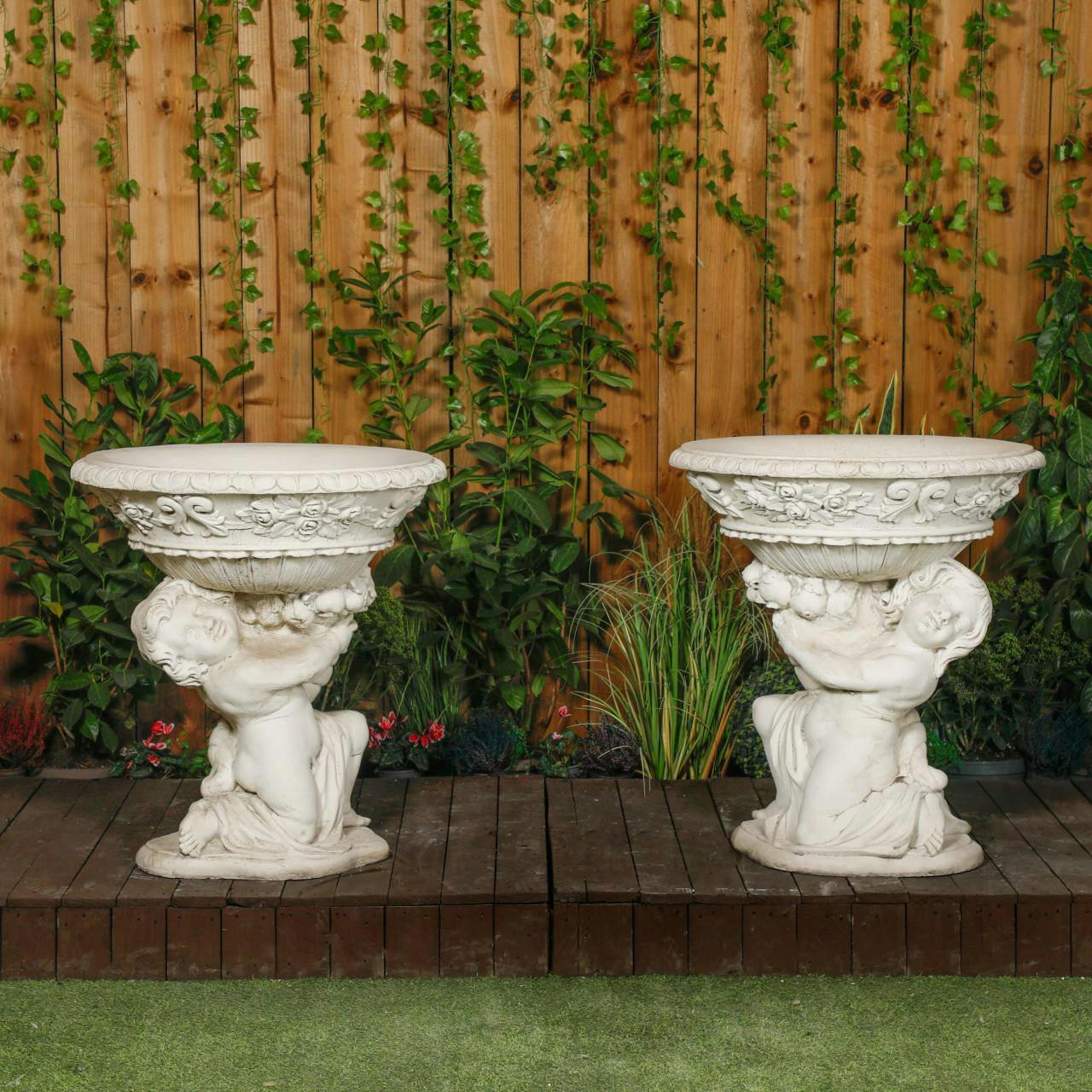 Rackhams Cherub Planter Pair Vase Urn