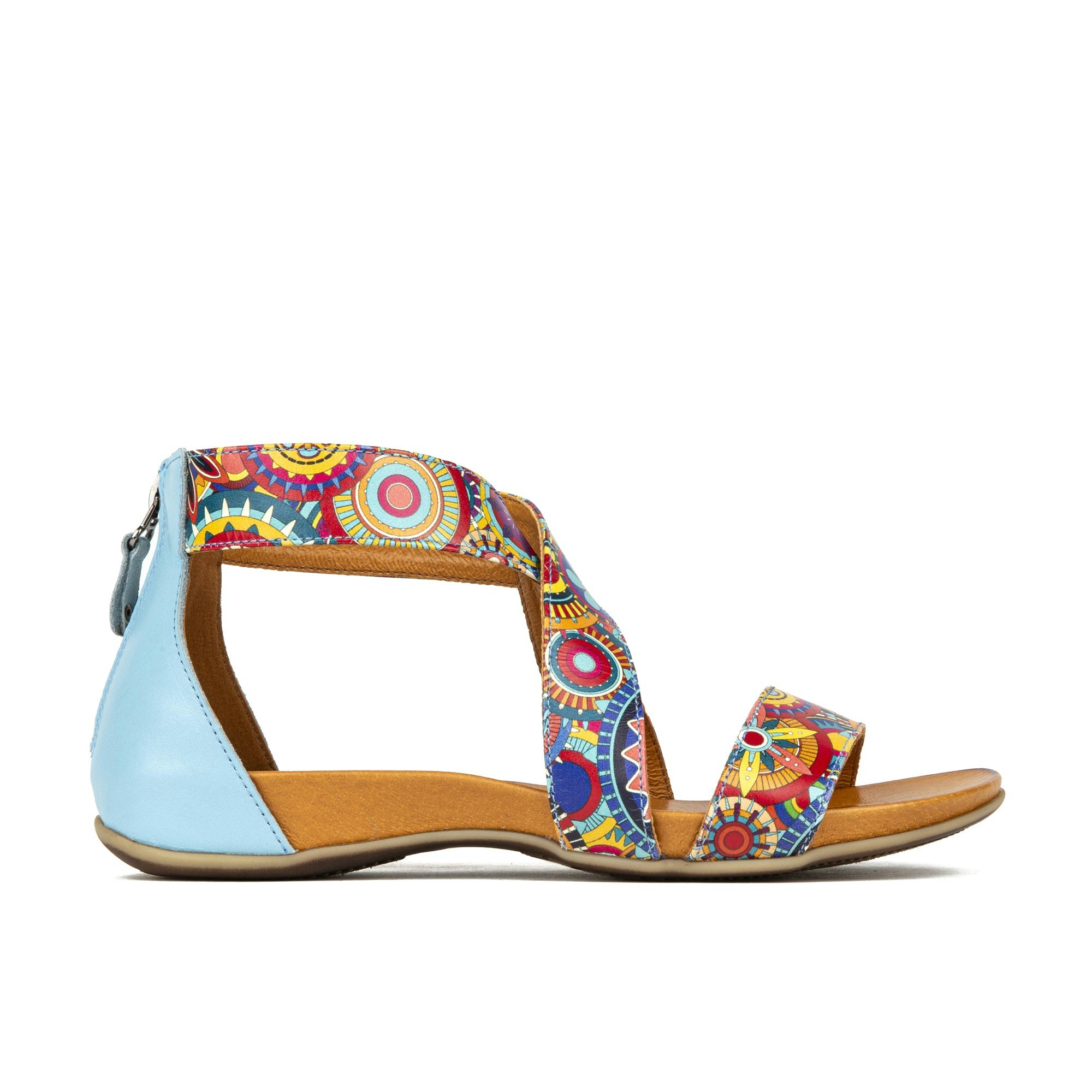 Embassy London Women's Blue Isabella - Signature - Covered Heel Flat Criss Cross Leather Sandal - Uk 3 / Eu 36 / Us 5
