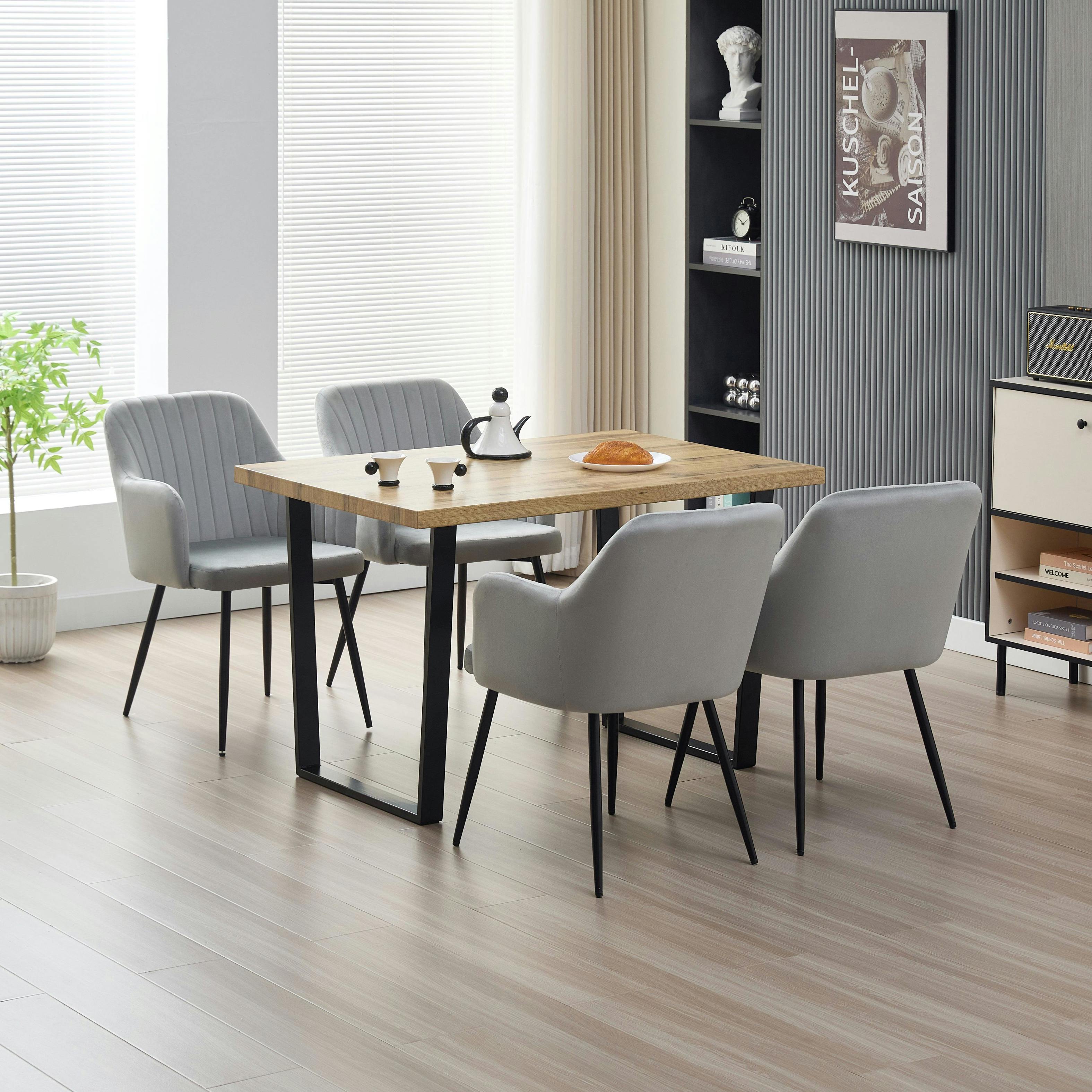 Rackhams Grey Colorado Dining Table With 4 Charlotte Velvet Chairs