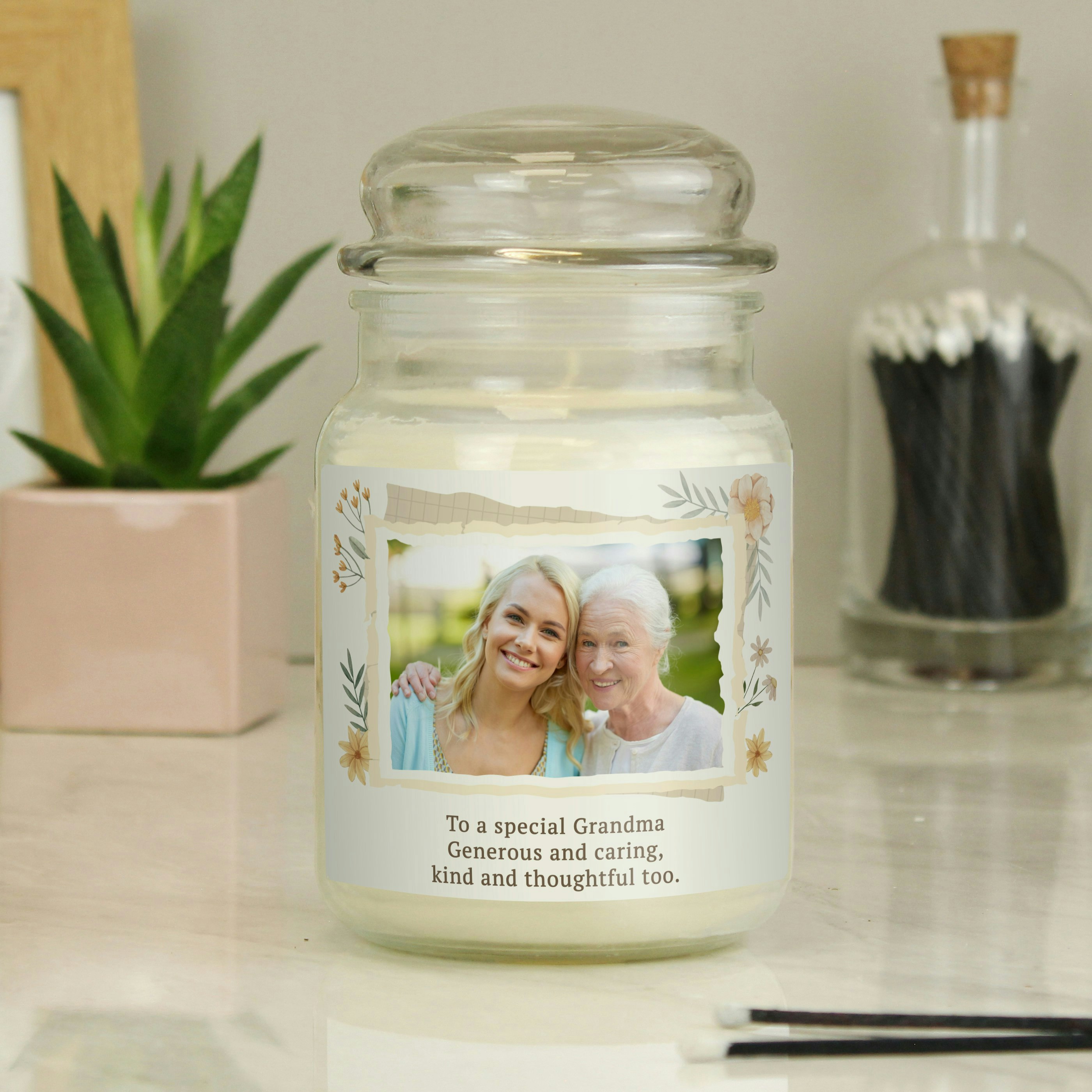 Rackhams Personalised Wild Flowers Photo Upload Large Candle Jar