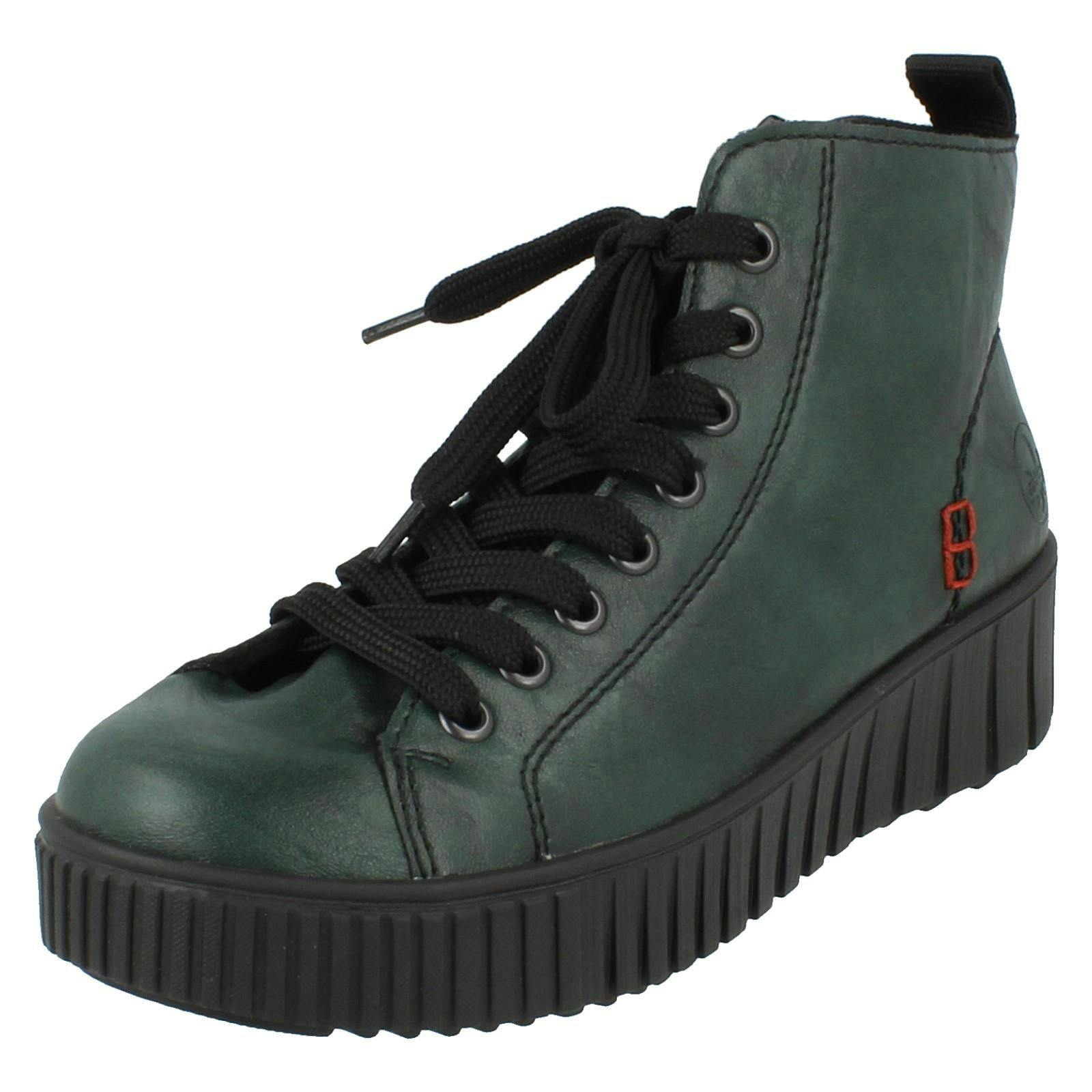 Rieker Women's Green Fleece Lined Ankle Boots Y6121 - Uk 7.5