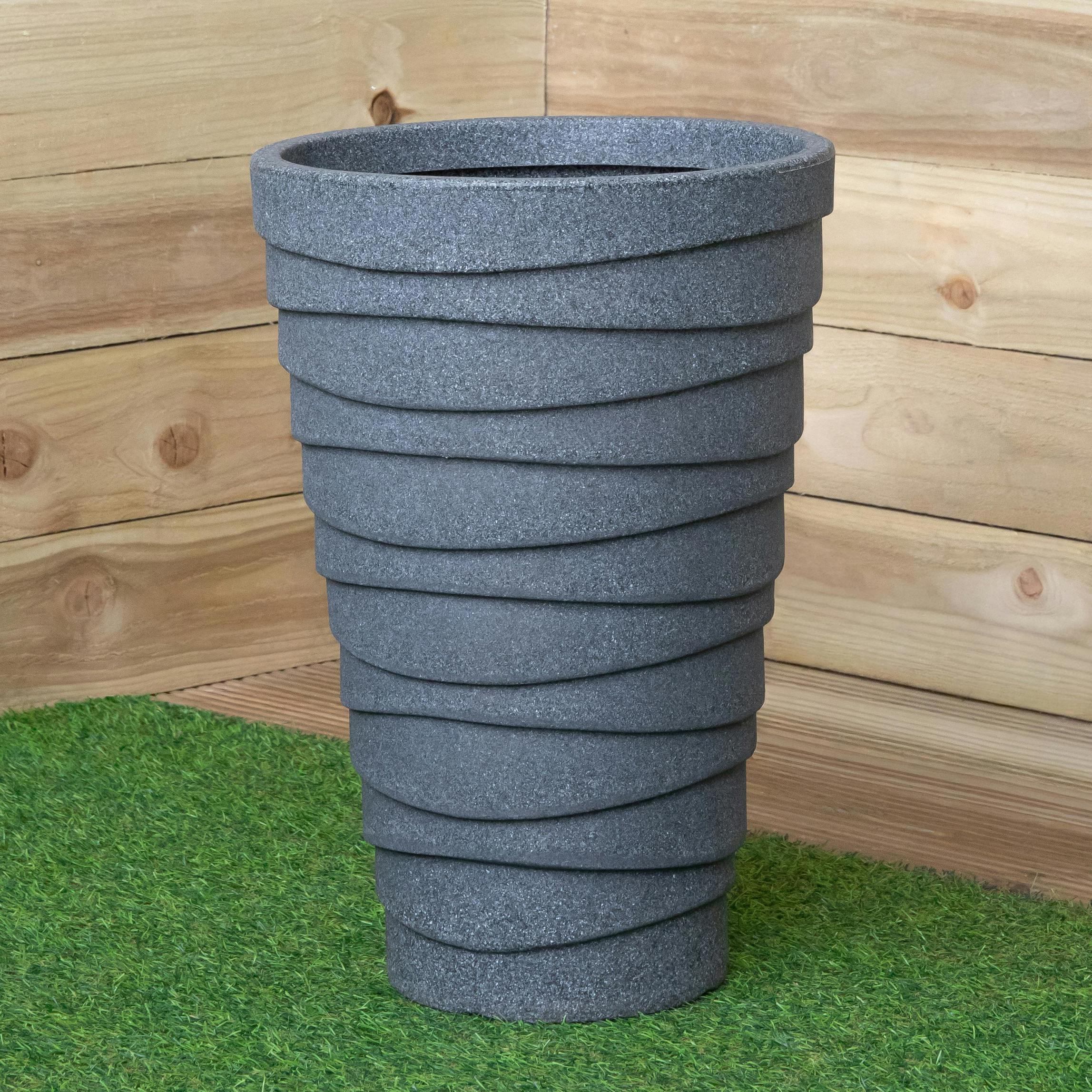 Rackhams Grey 56Cm Medium Round Garden Patio Trojan Plant Pot