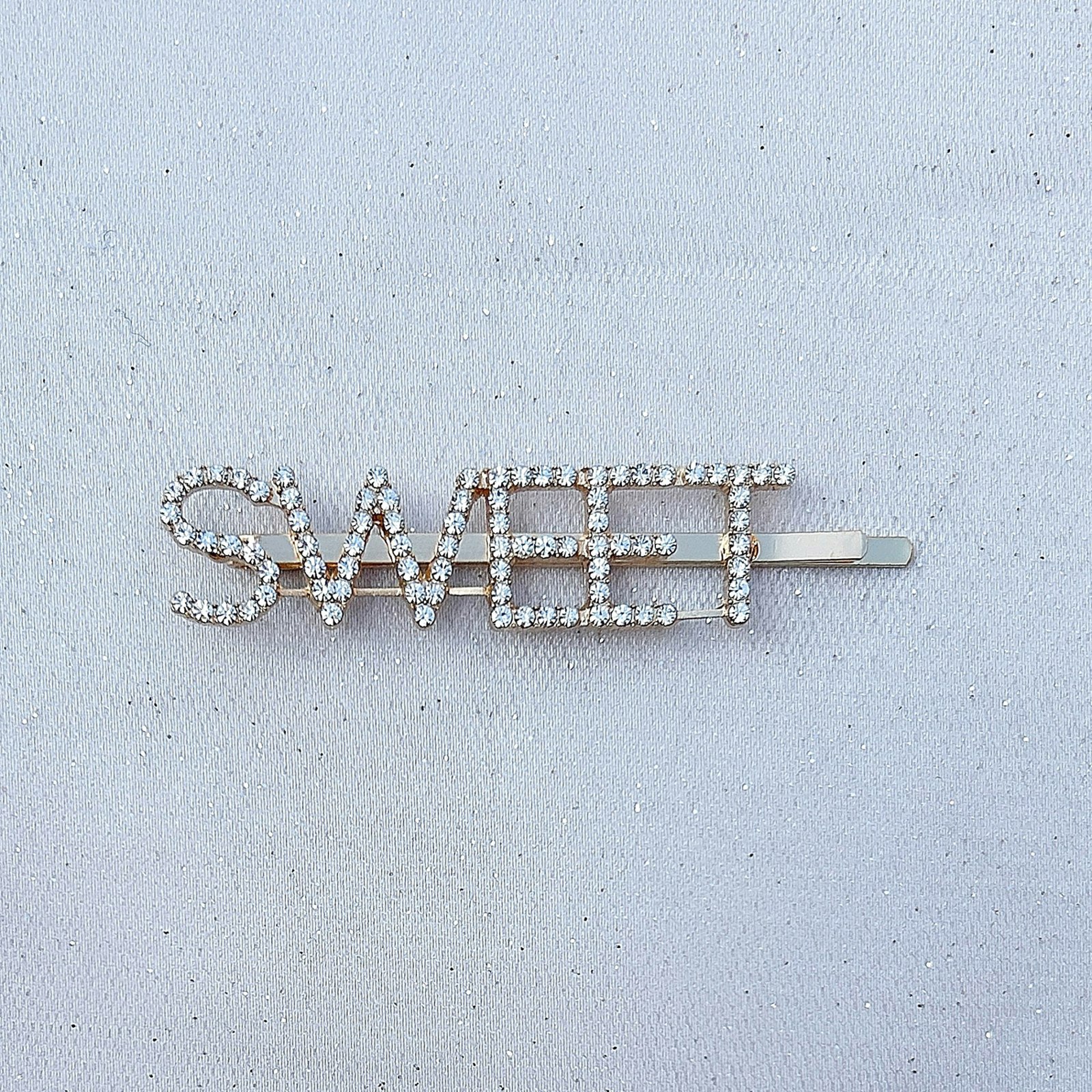 Queenmee Accessories Gold Word Hair Clip Word Hair Slide Diamante Hair Grip - Sweet