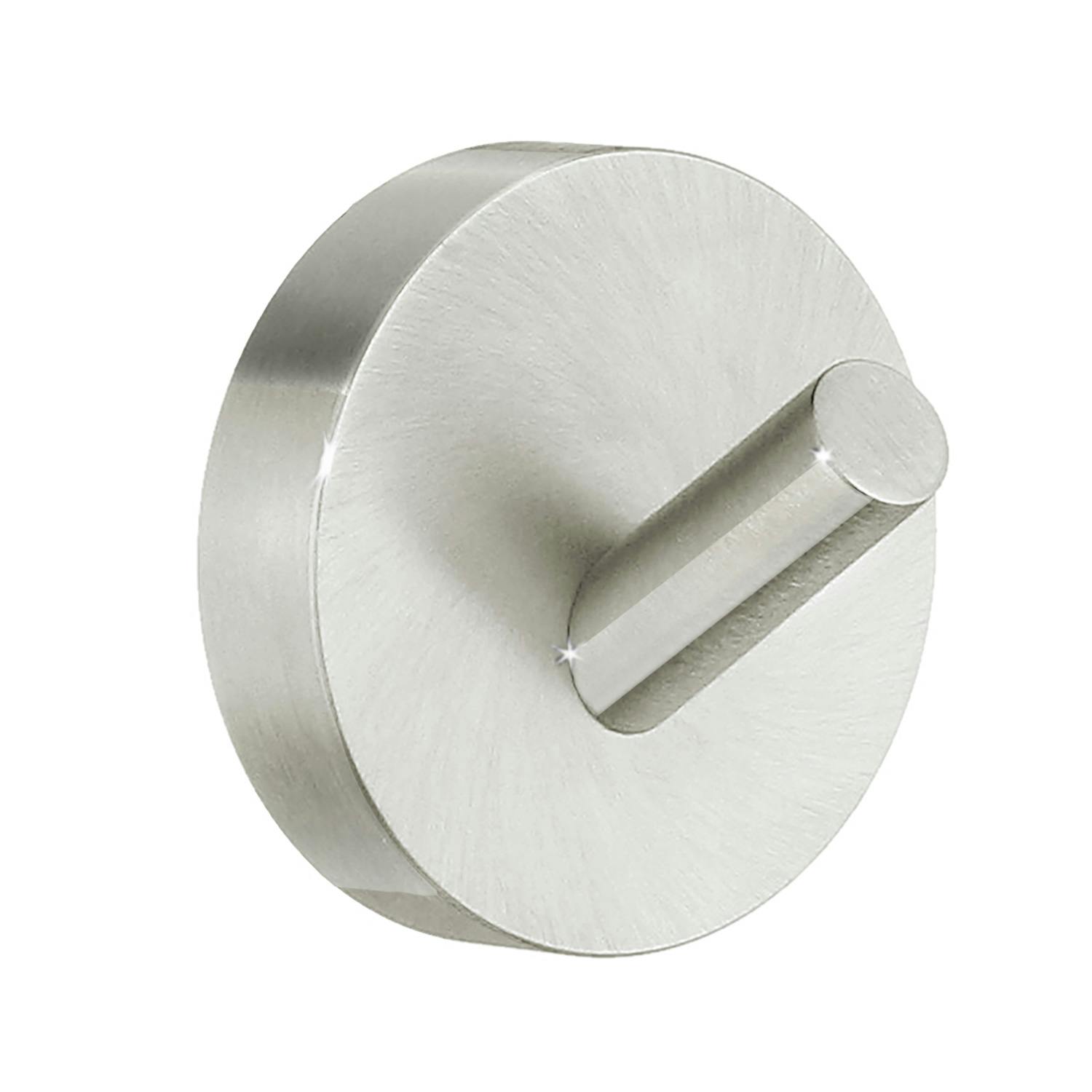 Smedbo Single Brushed Nickel Towel Hook (48Mm) Wall Mounted Bathroom Storage Round Robe Hooks Clothes Hanger Coat Peg