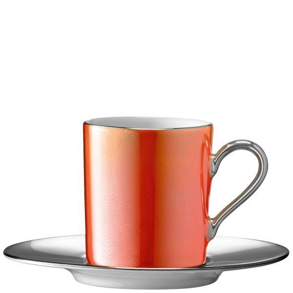 Lsa International Orange Lsa Palazzo 100Ml Porcelain Coffee Cup And Saucer - 100Ml - Porcelain - 1