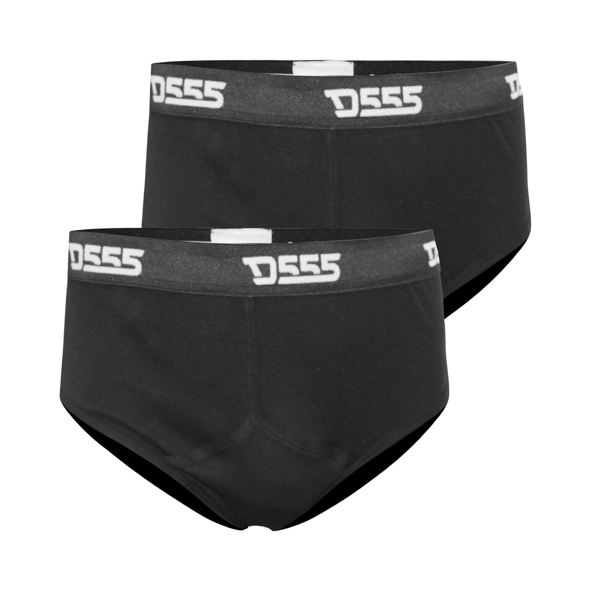 Duke Men's Black D555 Thompson Cotton Y Front Kingsize Briefs (Pack Of 2) - 5XL - 100% Cotton