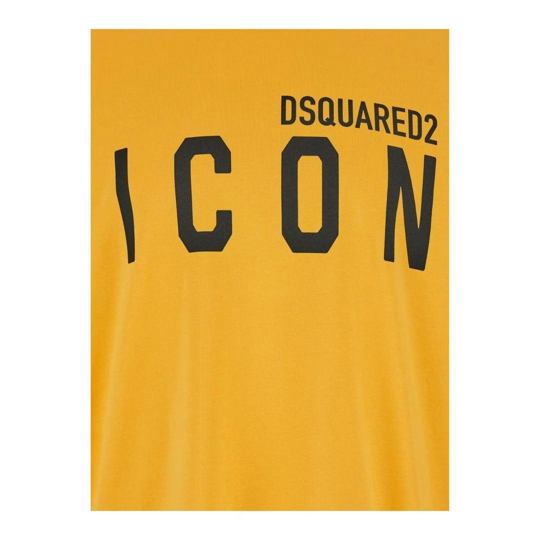 Dsquared2 Unisex Yellow/Black Adult Large Icon Cotton Logo T-Shirt - Sunflower - M - Sunflower - 100% Cotton