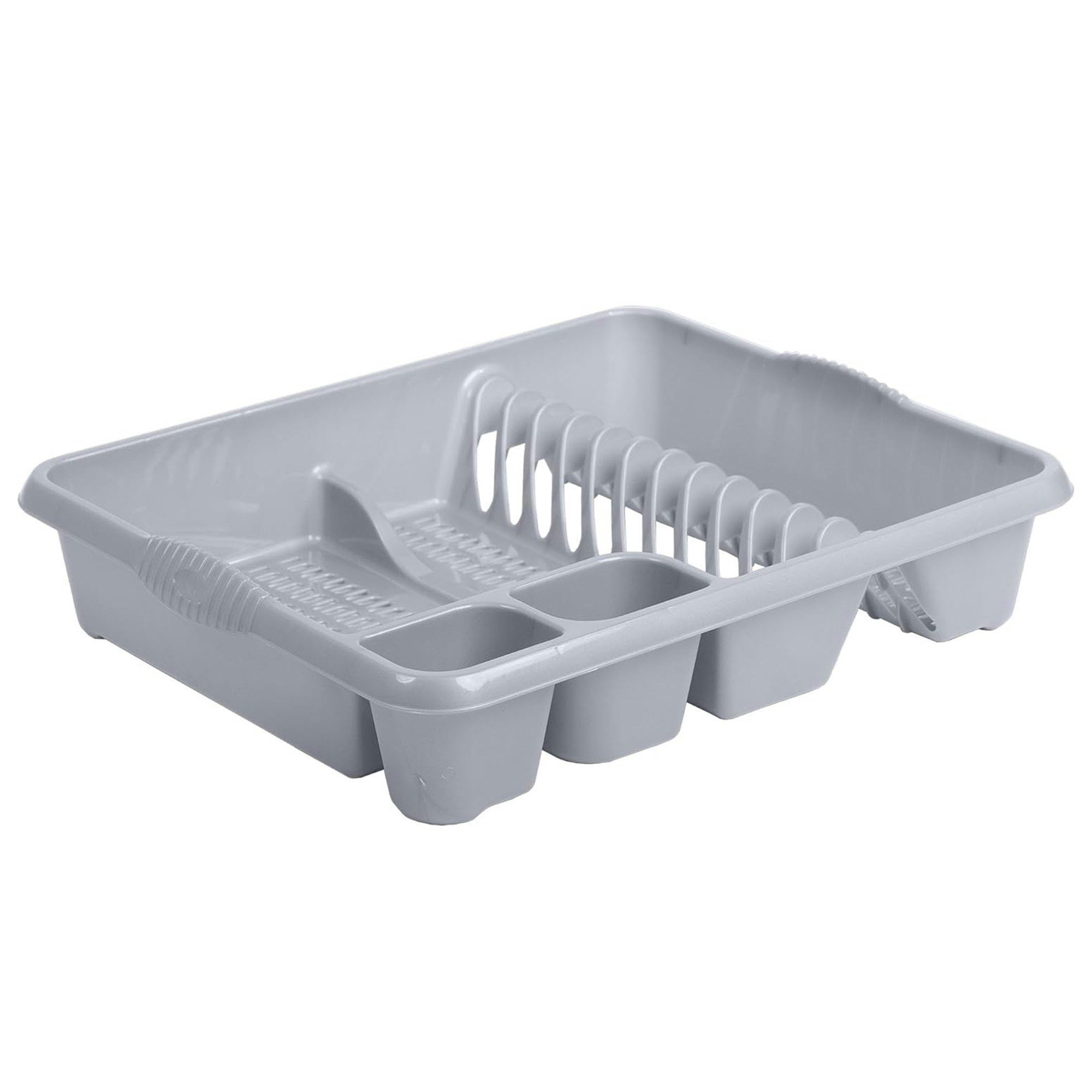 Rackhams Silver Large Dish Drainer Counter Rack With Integral Handles - 2 X