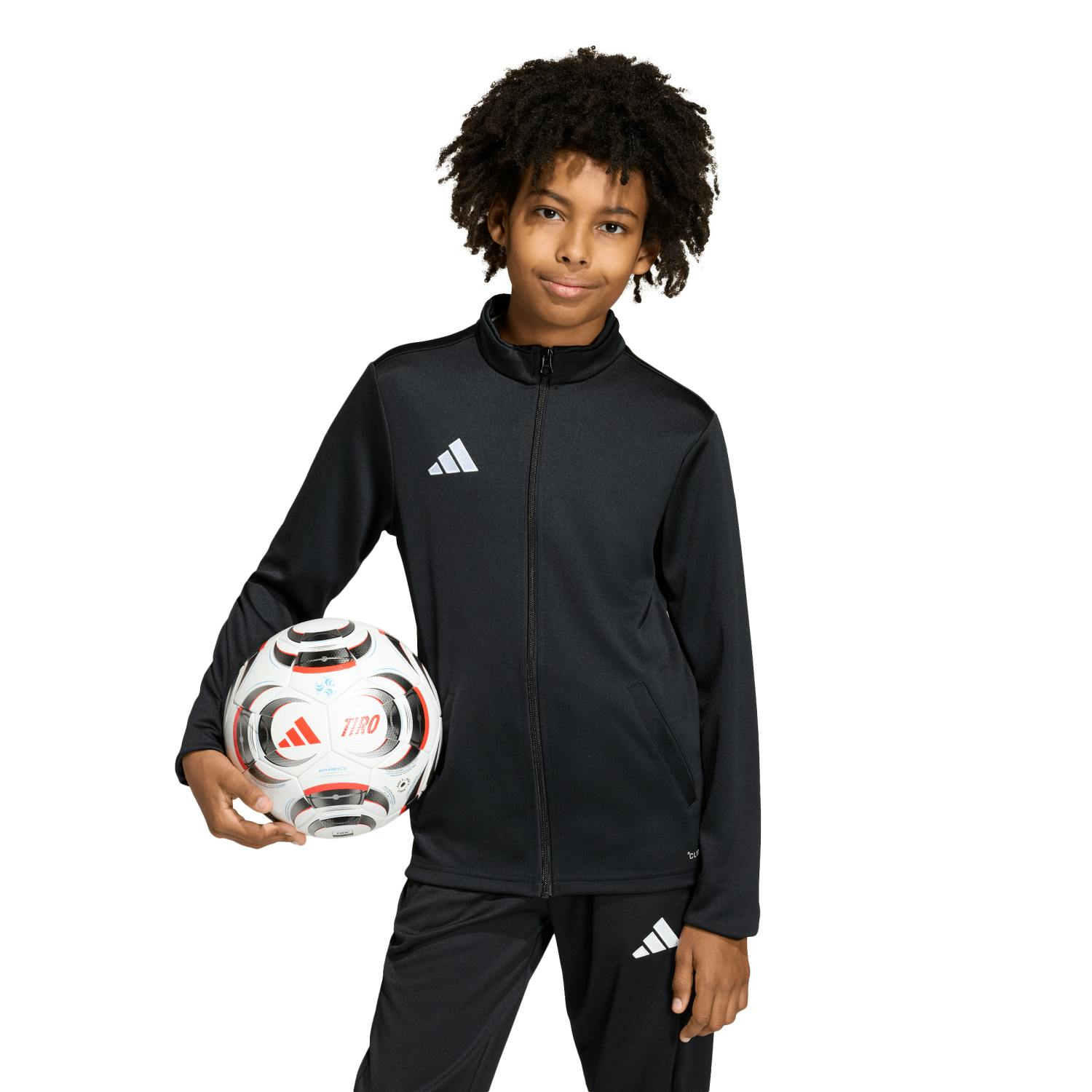 Adidas Boys Black / Girls Entrada 26 Full Zip Track Tracksuit Top Jz6608 - 128 7-8 Years